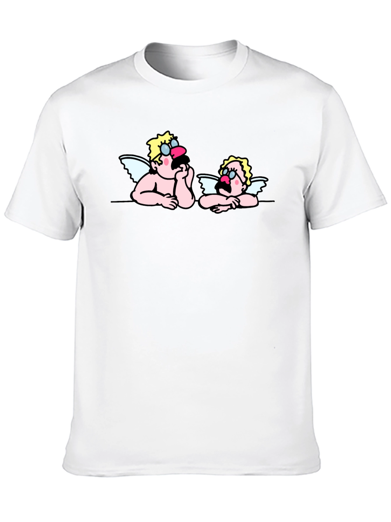 Cartoon Angel Graphic Tee - Black