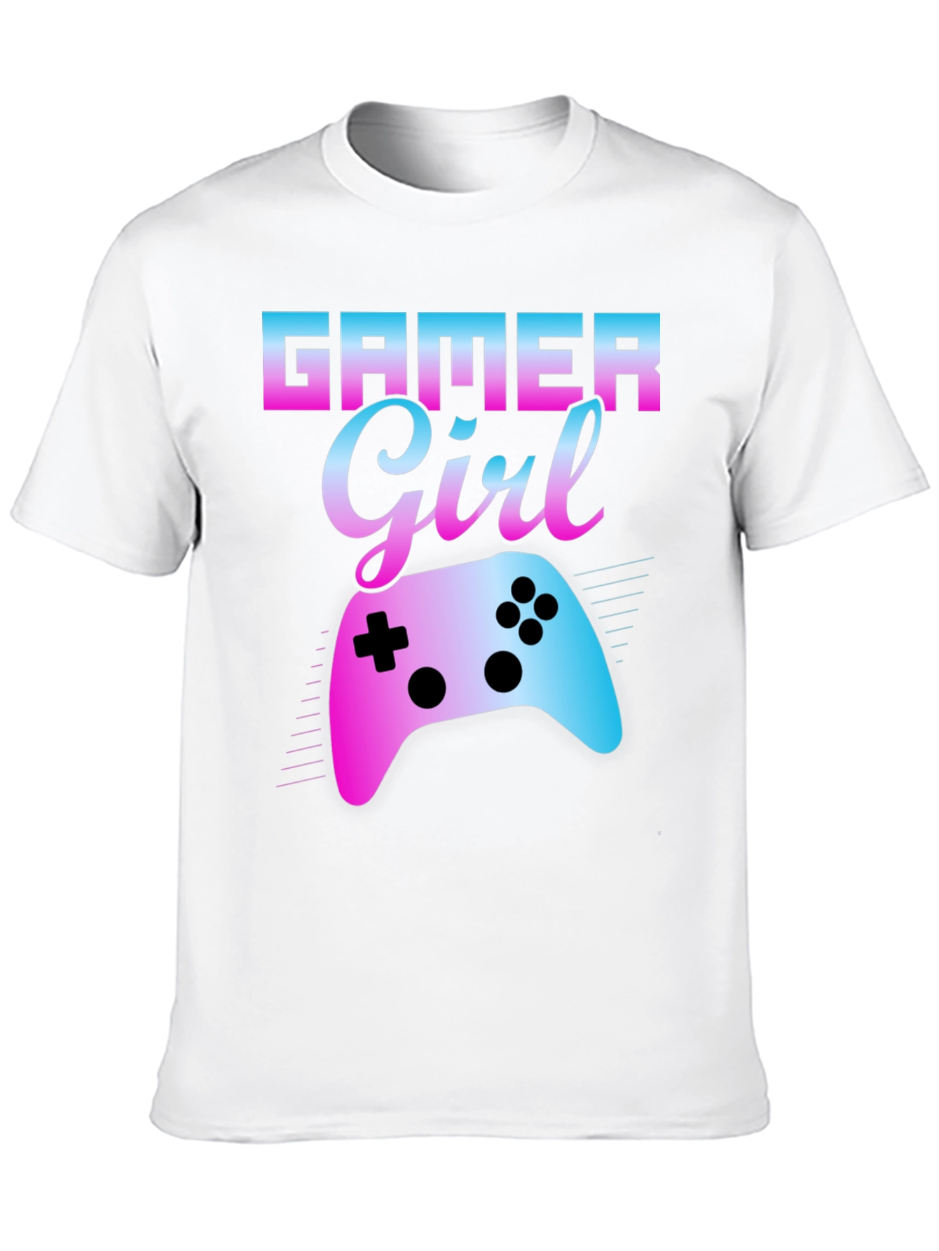Gamer Girl Gradient Controller Graphic T-Shirt