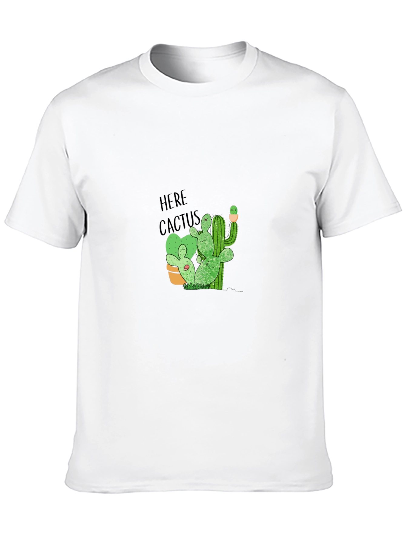 Here Cactus Graphic Print Crew Neck T-Shirt