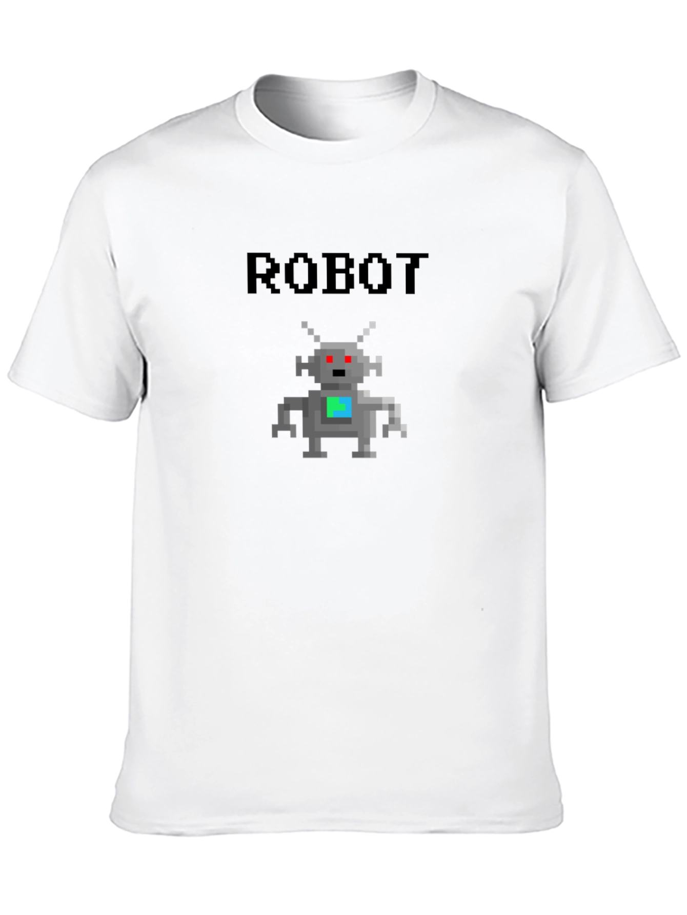 Retro Robot Pixel Art Graphic T-Shirt - Black