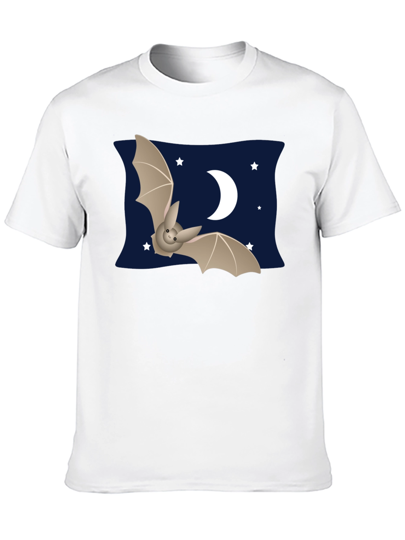 Cute Bat & Moon Graphic T-Shirt - Black