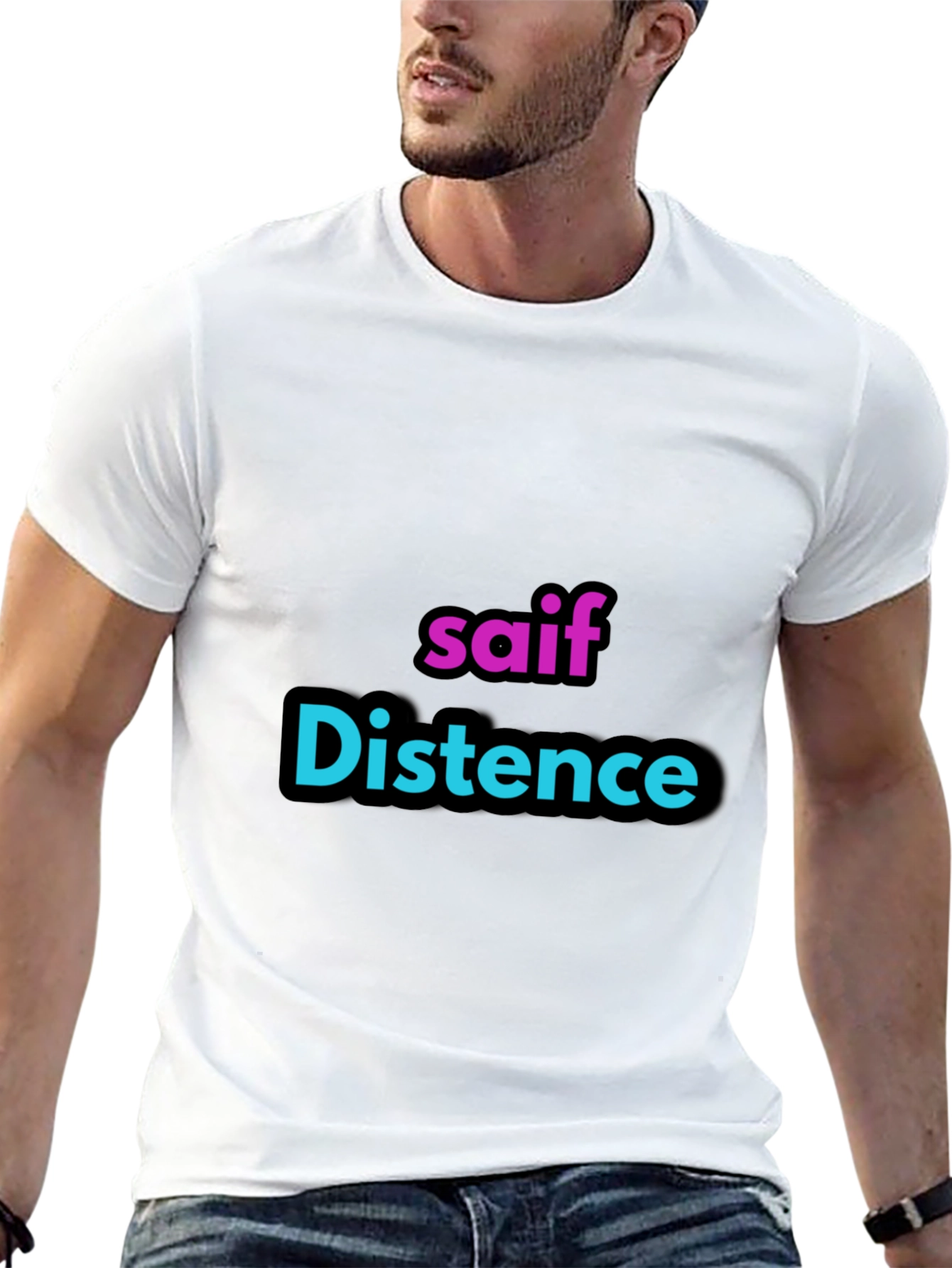 Personalized saif Distence Black T-Shirt