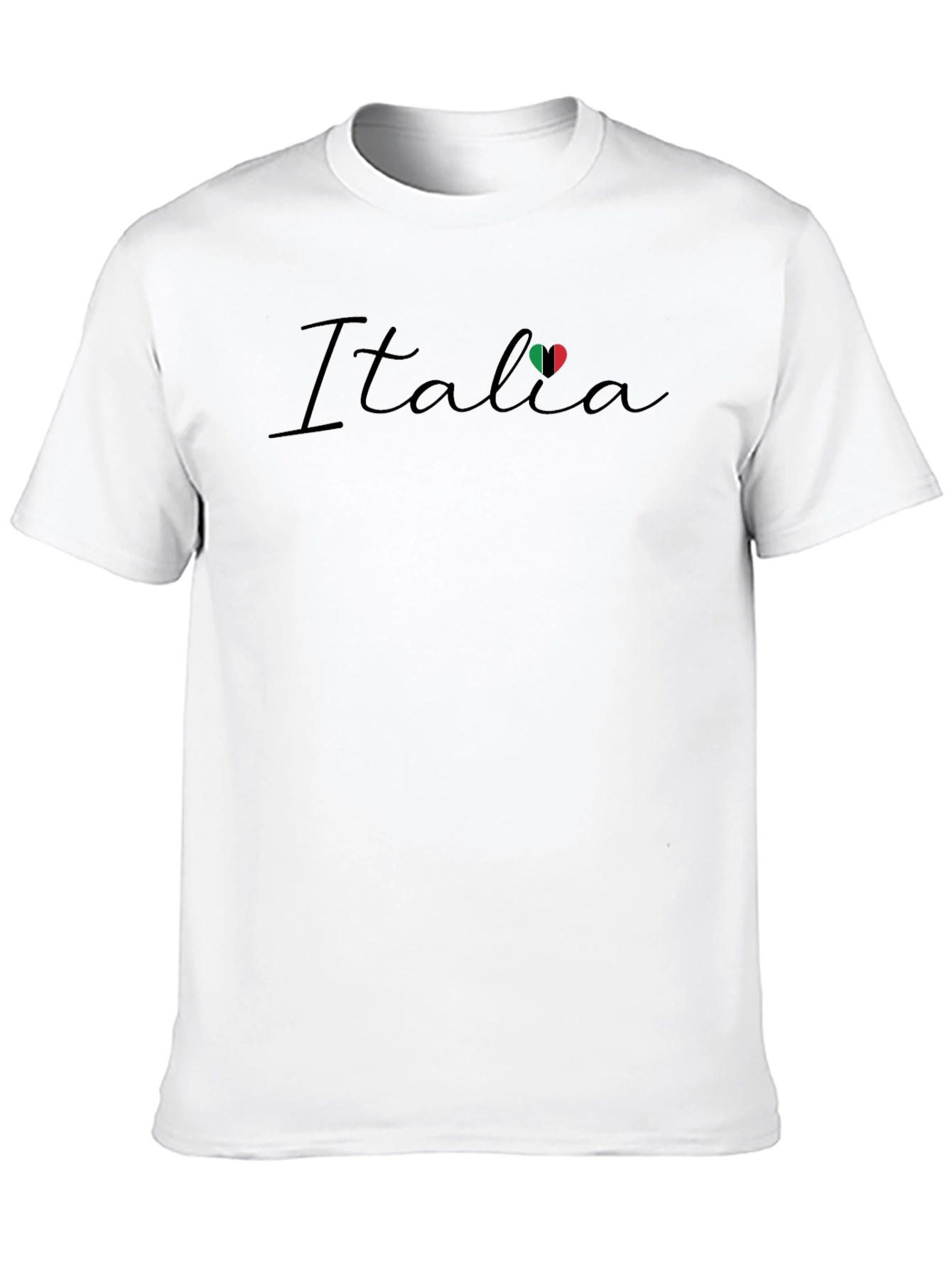 Italia Flag Heart Graphic Black T-Shirt