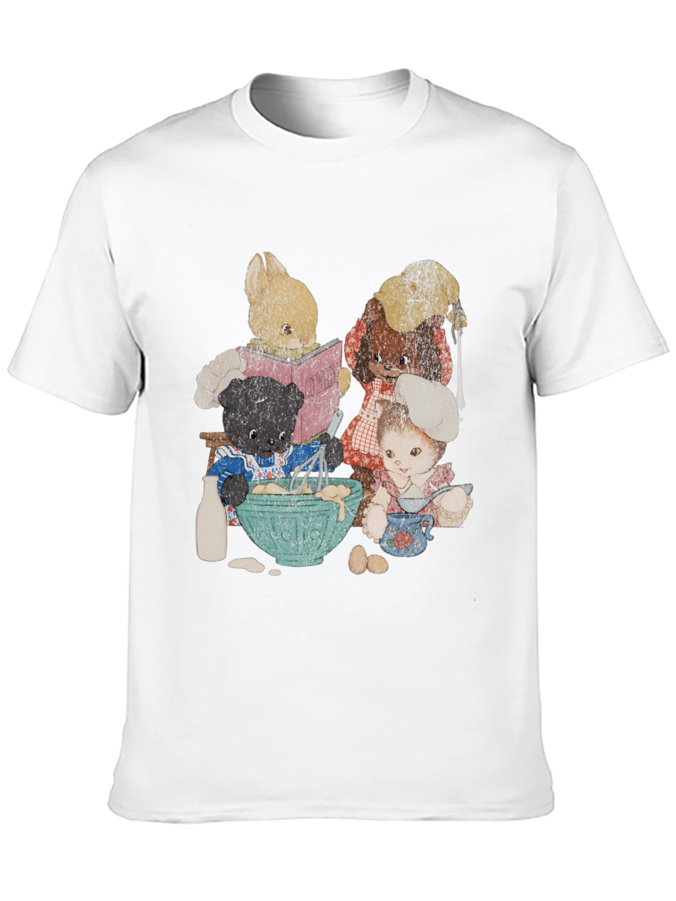 Retro Cartoon Animal Baking Crew Graphic Tee