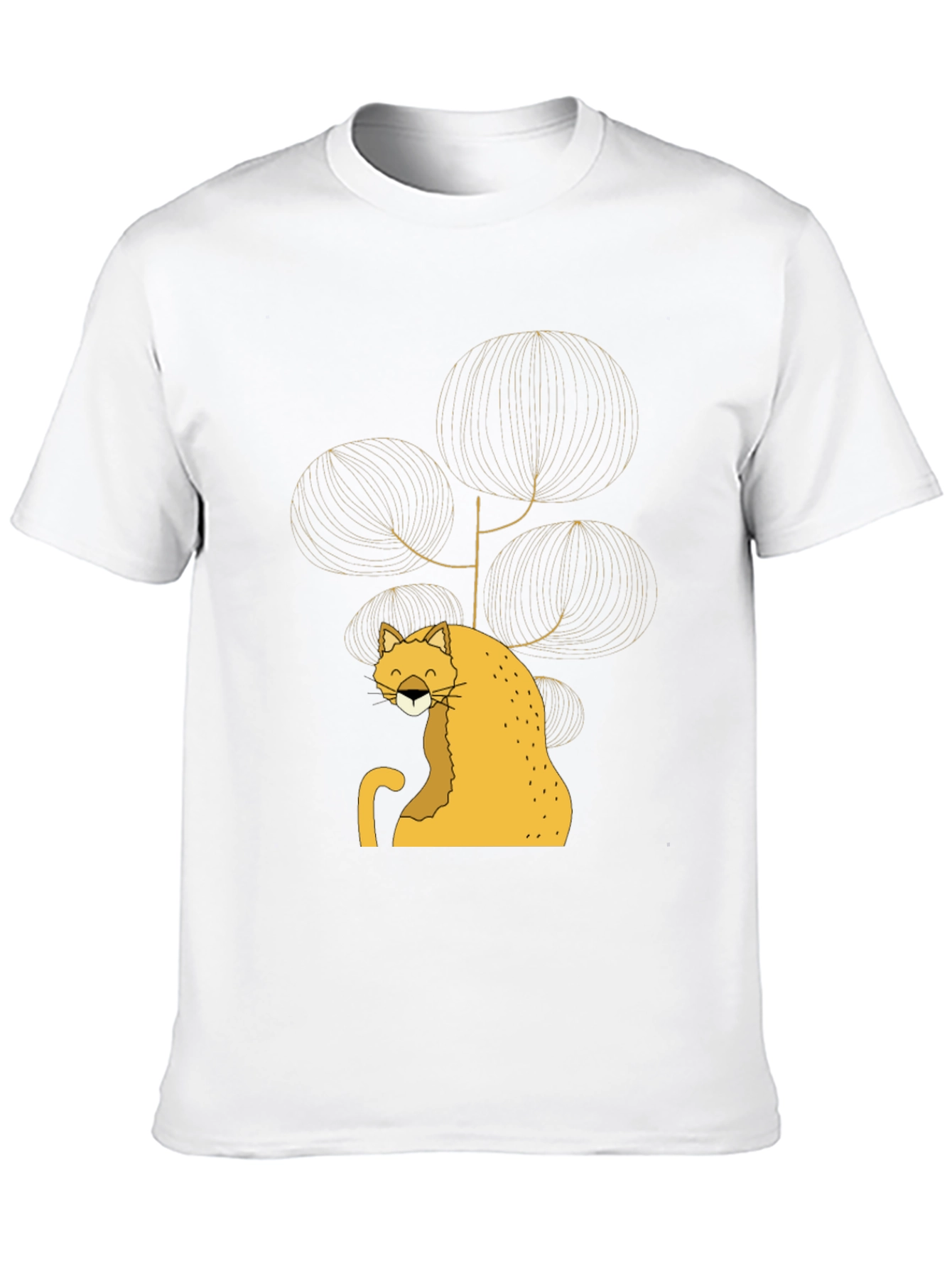 Stylish Black Tee with Whimsical Cat Design