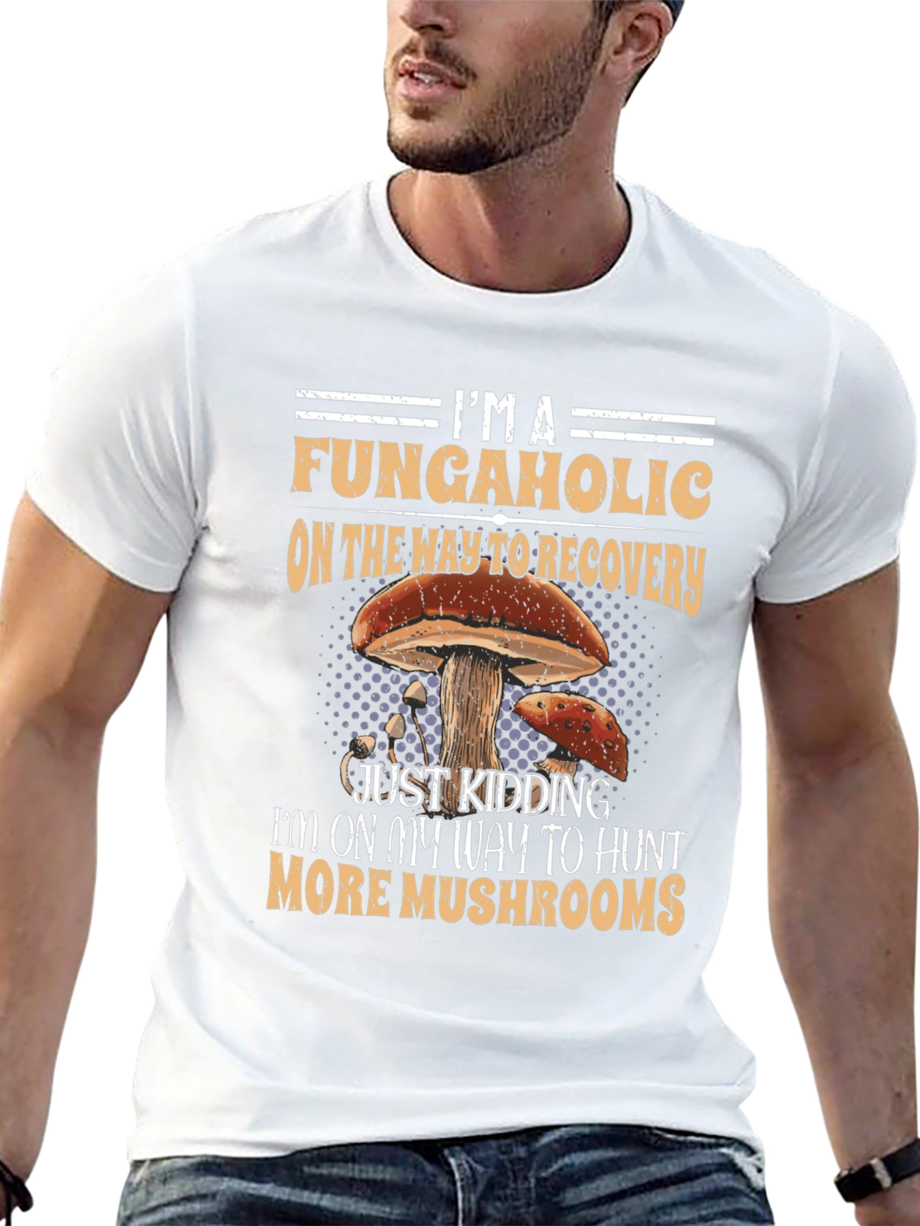 Fungaholics Mushroom Hunter Graphic T-Shirt