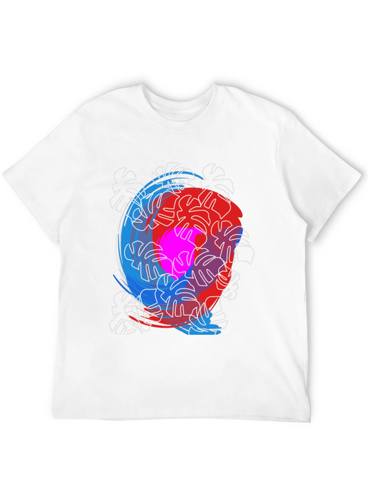 Abstract Monstera Leaf Print Tee