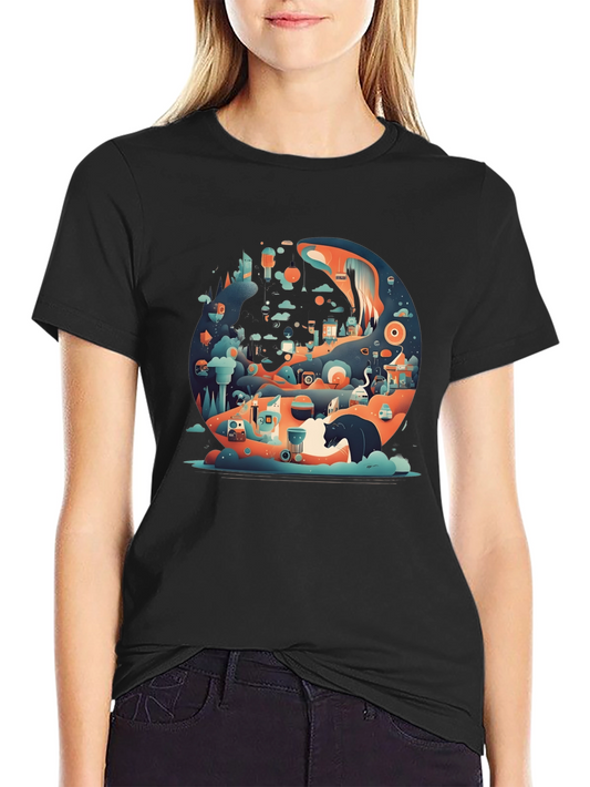 Abstract Cityscape Graphic T-Shirt
