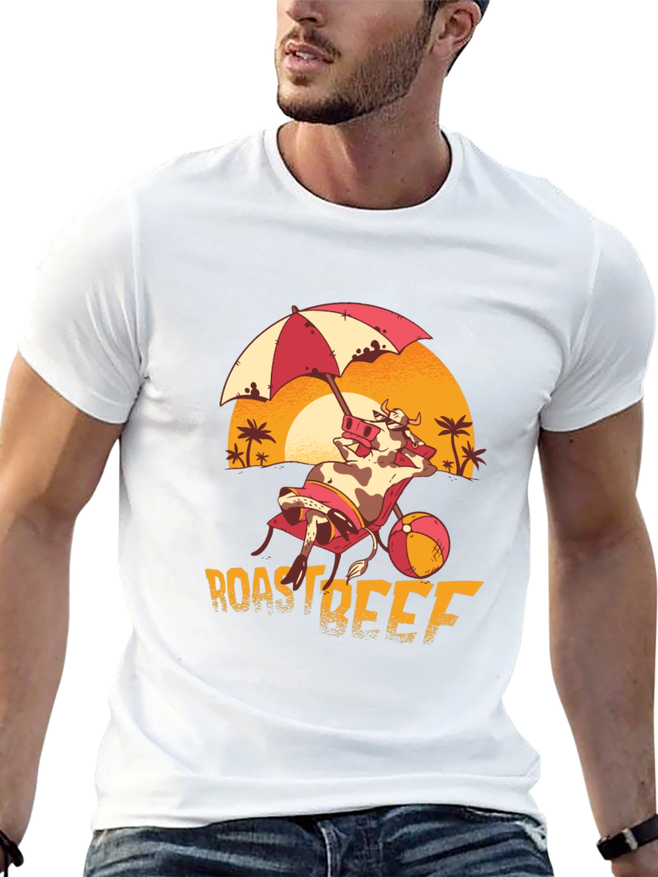 Roast Beef Beach Cow T-Shirt - Funny Summer Tee