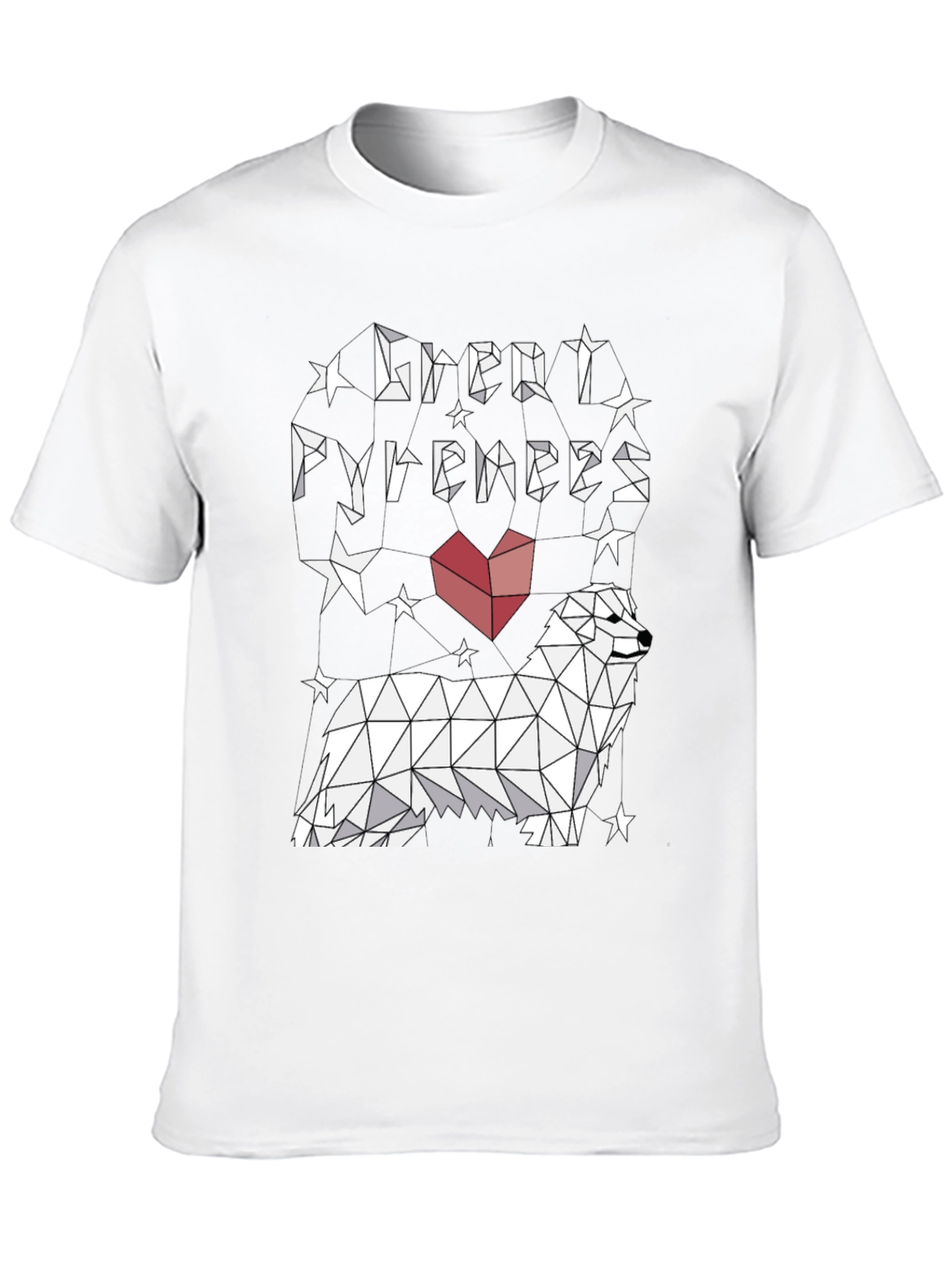 Great Pyrenees Geometric Art Black T-Shirt