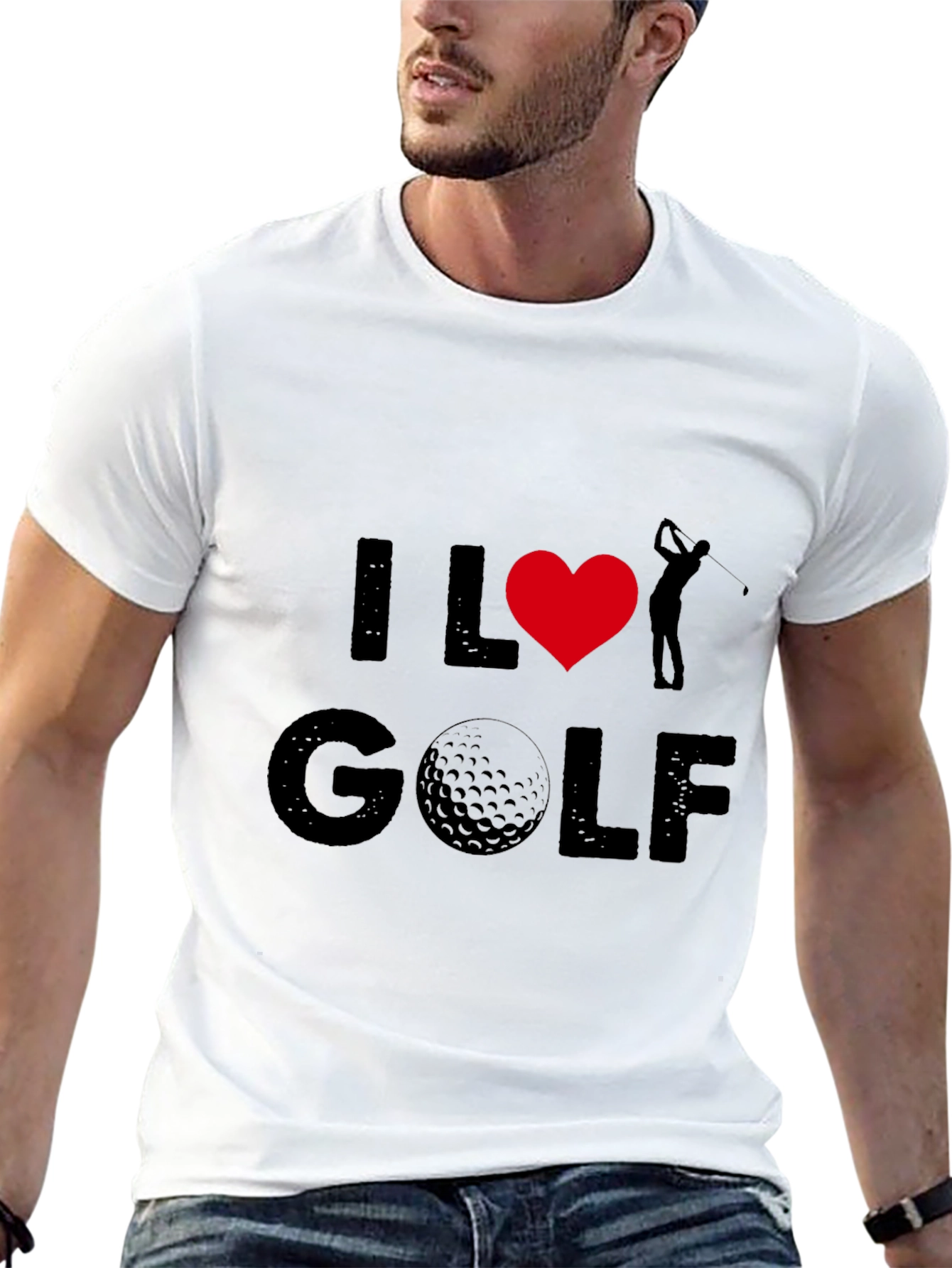 I Love Golf Graphic Tee - Black Cotton T-Shirt