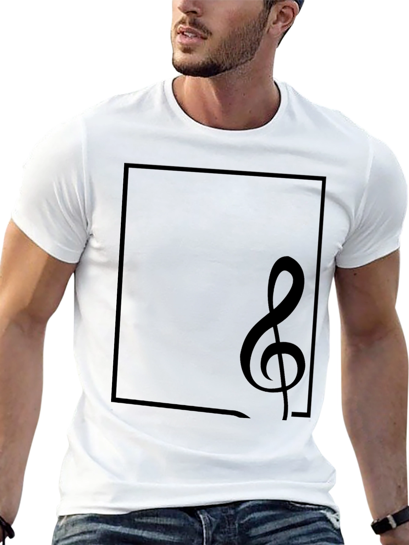 Musical Note Graphic Tee - Black Cotton Casual Top