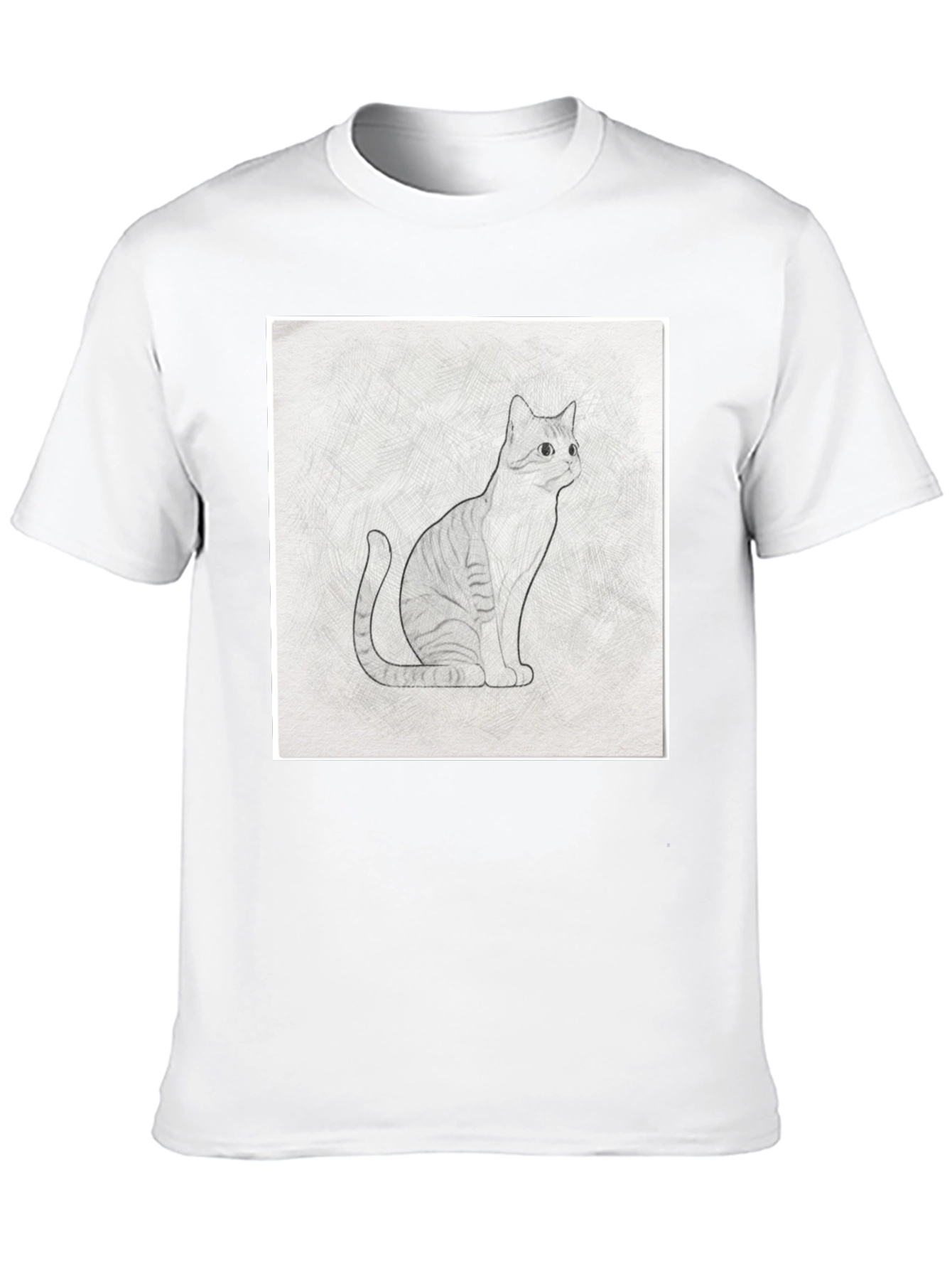 Cool Cat Sketch Graphic Tee - Black Casual T-Shirt