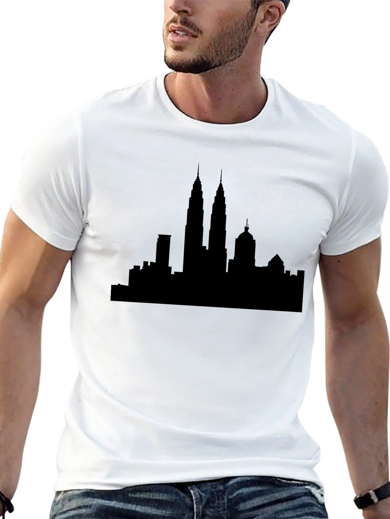 Kuala Lumpur Skyline Graphic Tee - Black Cotton T-Shirt