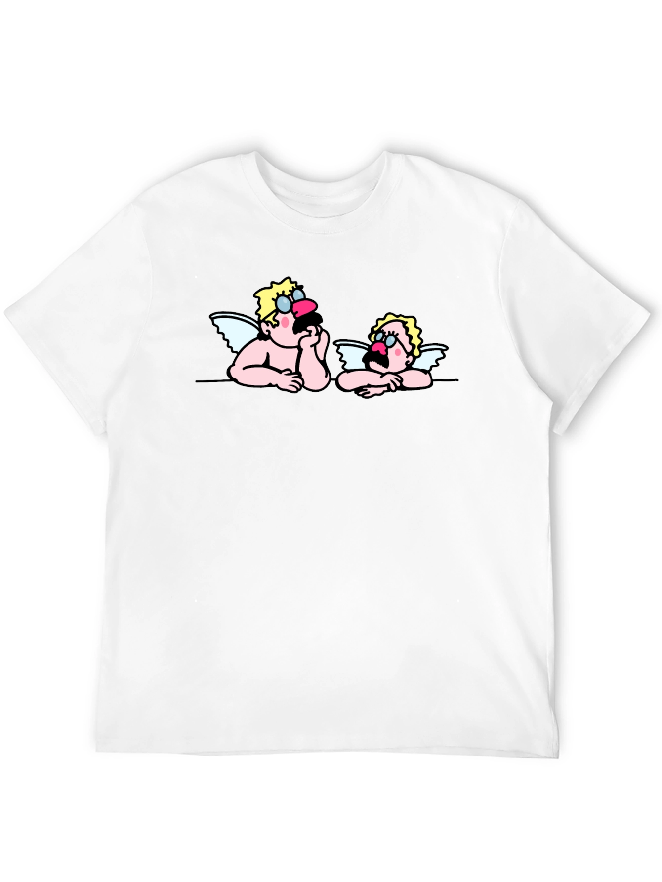 Cartoon Angel Graphic Tee - Black