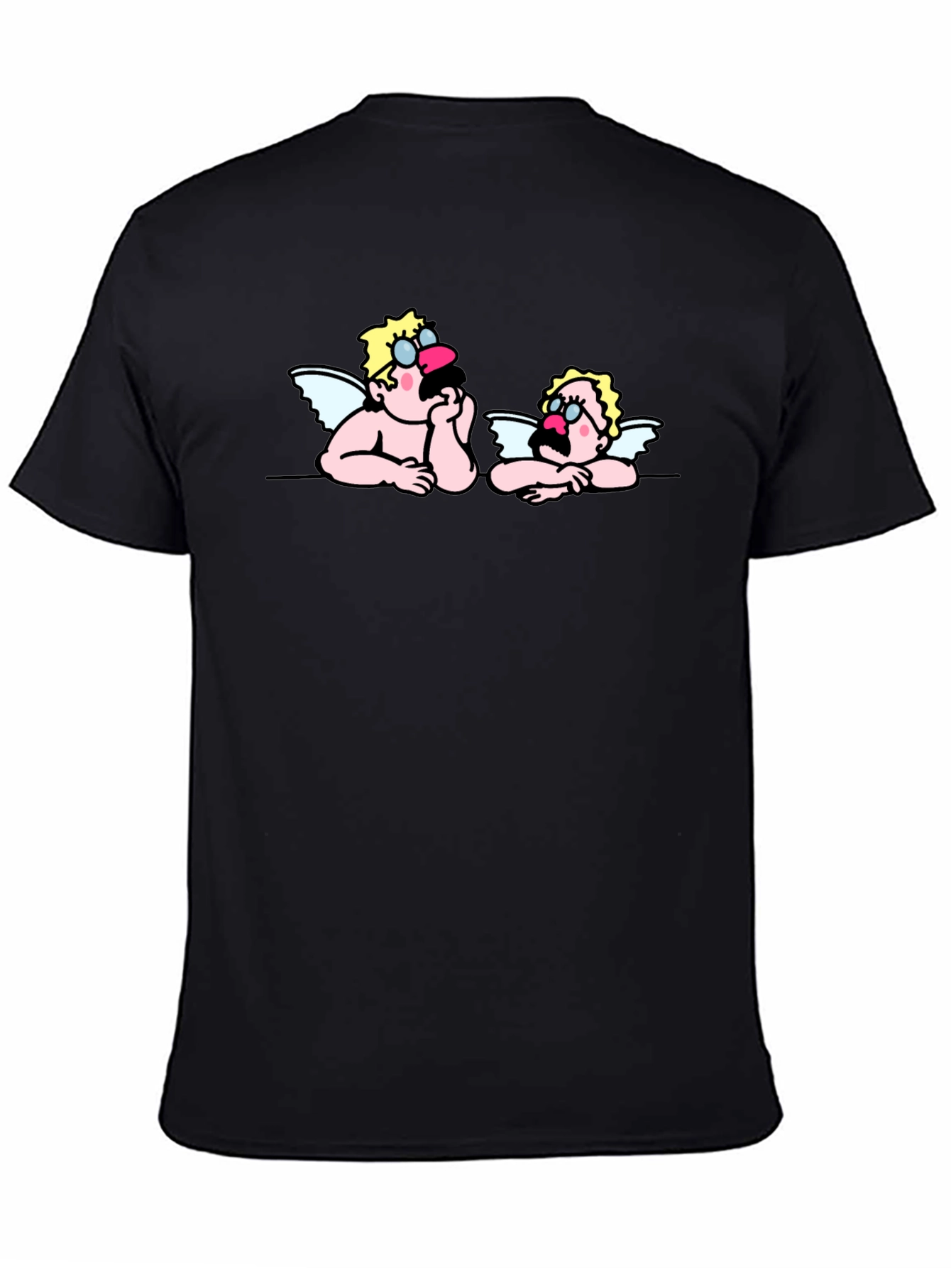 Cartoon Angel Graphic Tee - Black