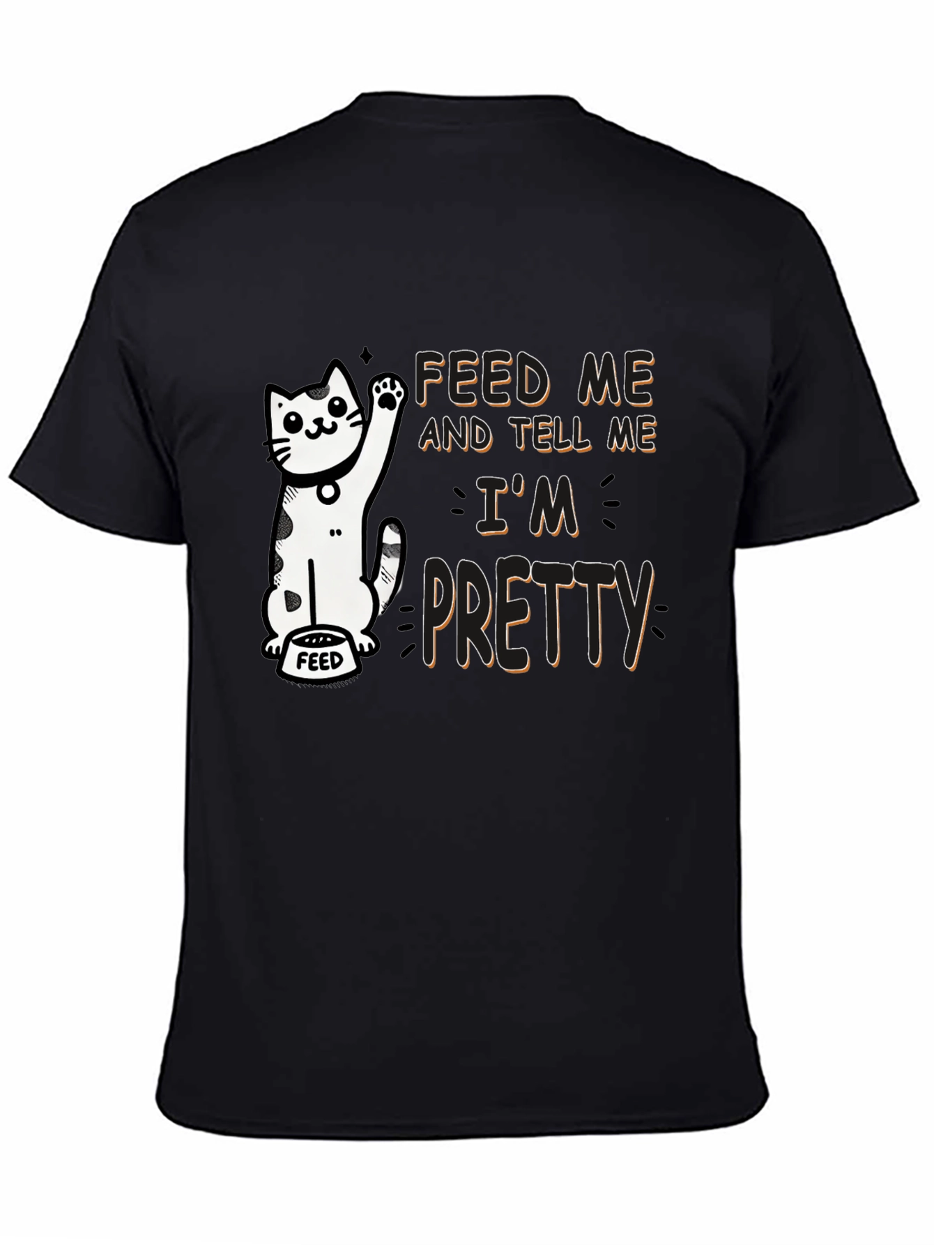 Feed Me Funny Cat Graphic T-Shirt