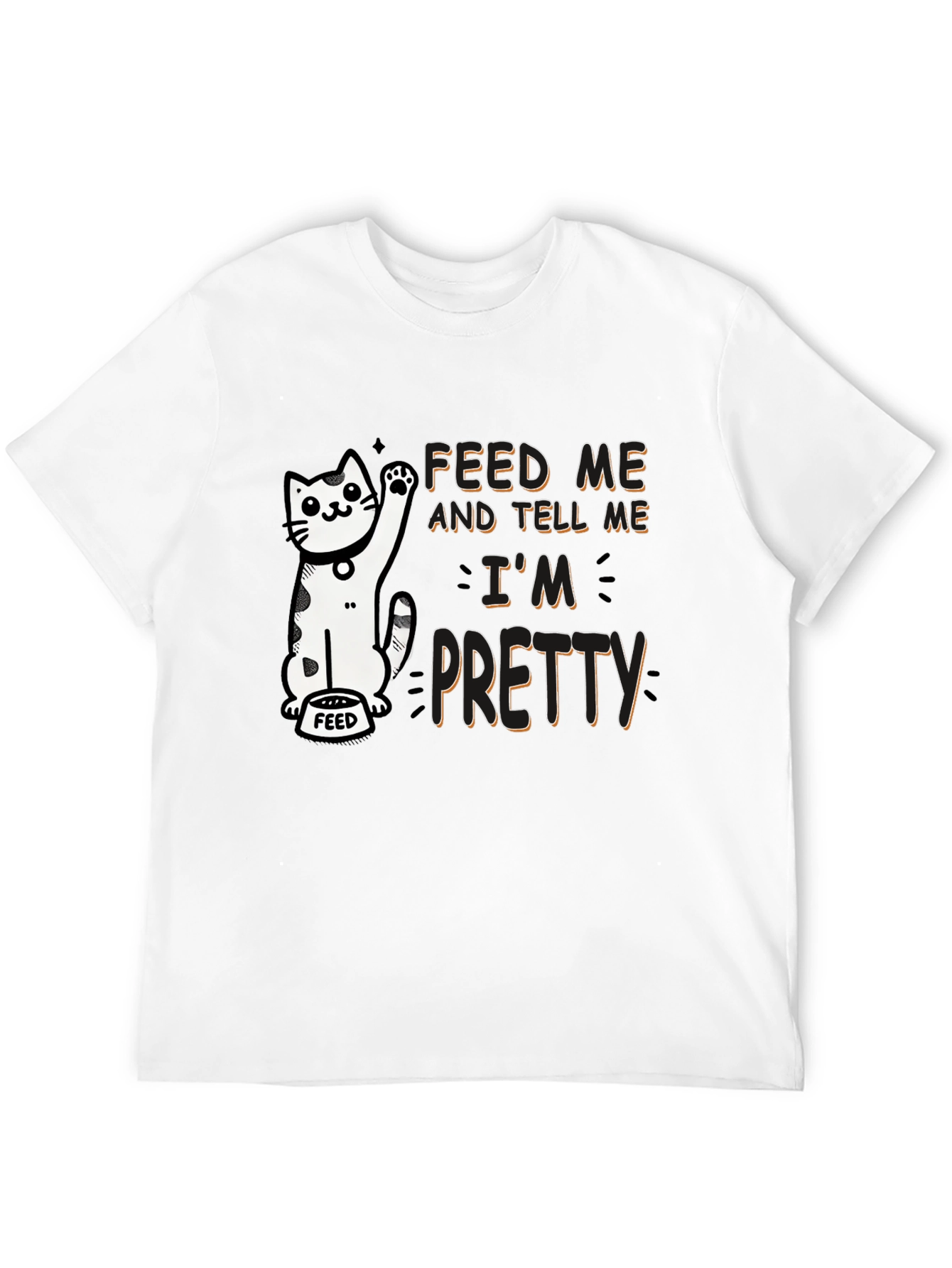 Feed Me Funny Cat Graphic T-Shirt