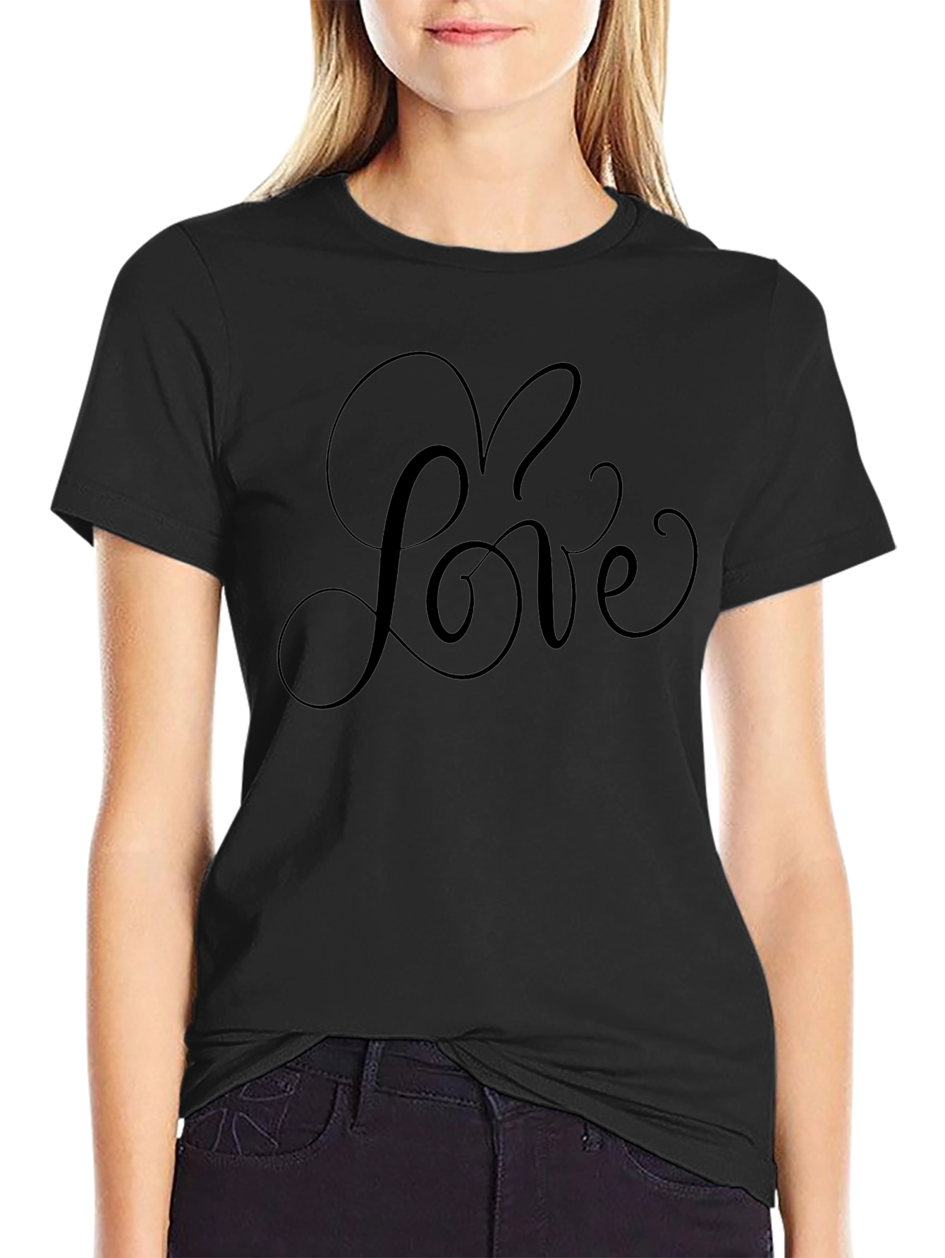 Love Script Black T-Shirt
