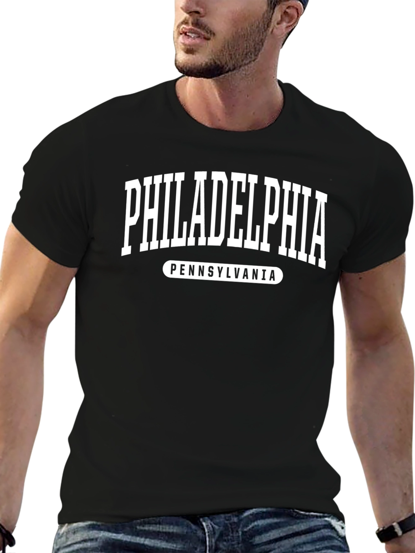 Philadelphia Pennsylvania Text Graphic Black T-Shirt