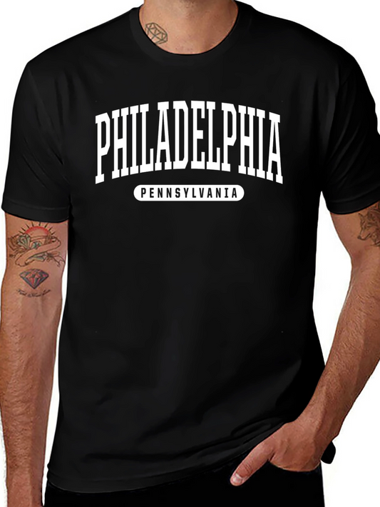 Philadelphia Pennsylvania Text Graphic Black T-Shirt