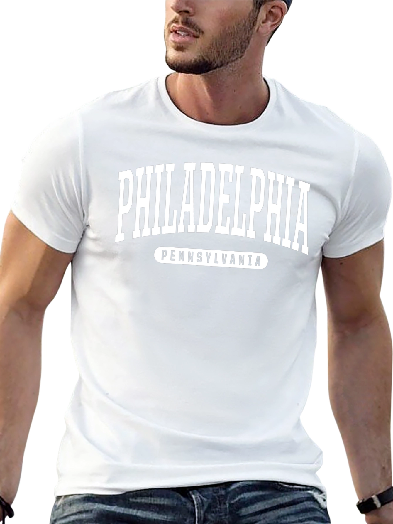 Philadelphia Pennsylvania Text Graphic Black T-Shirt