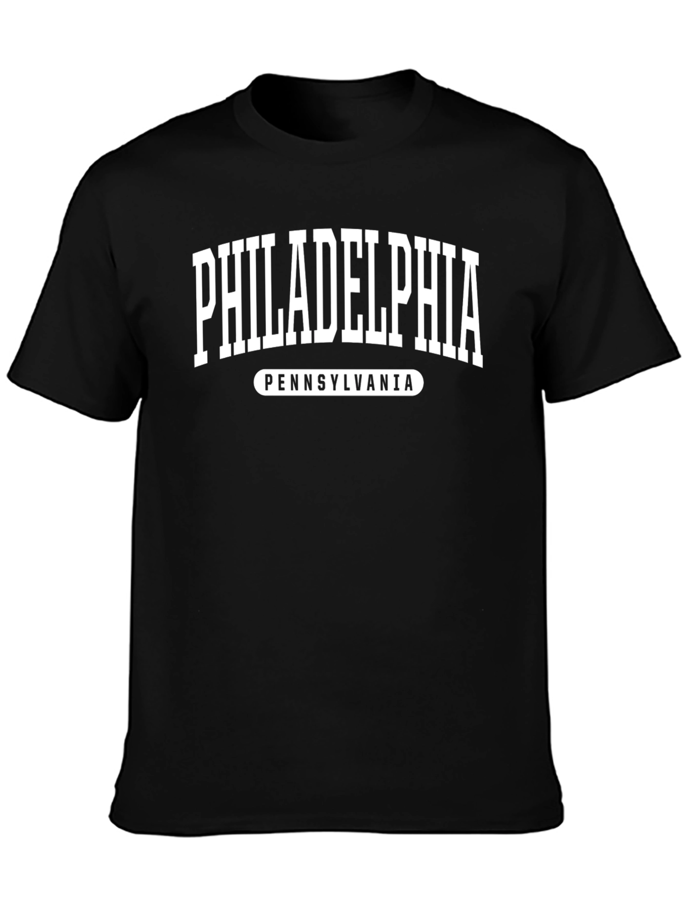 Philadelphia Pennsylvania Text Graphic Black T-Shirt