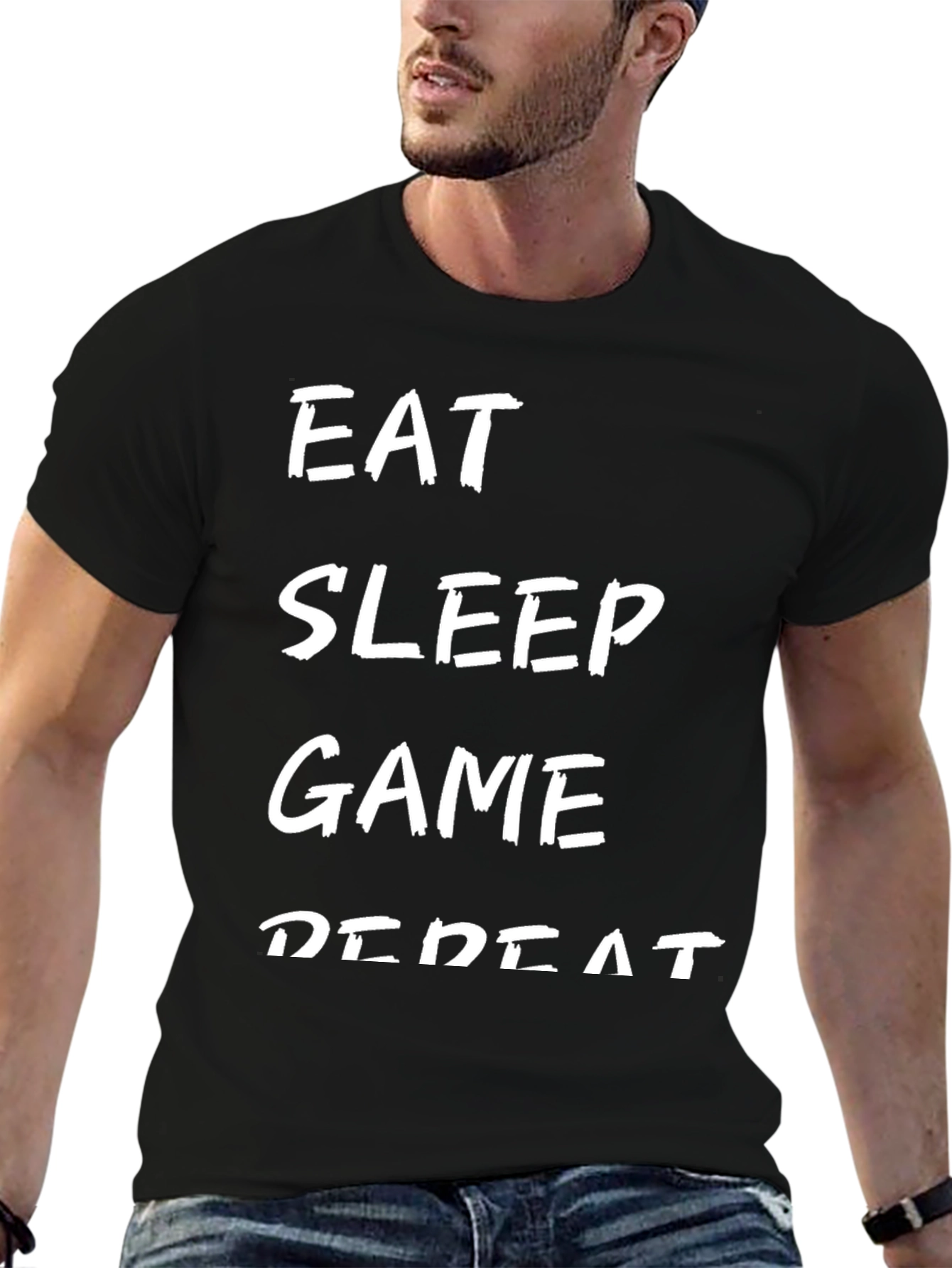 Eat Sleep Game Repeat Black T-Shirt