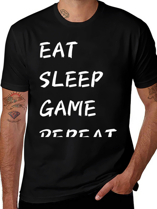 Eat Sleep Game Repeat Black T-Shirt