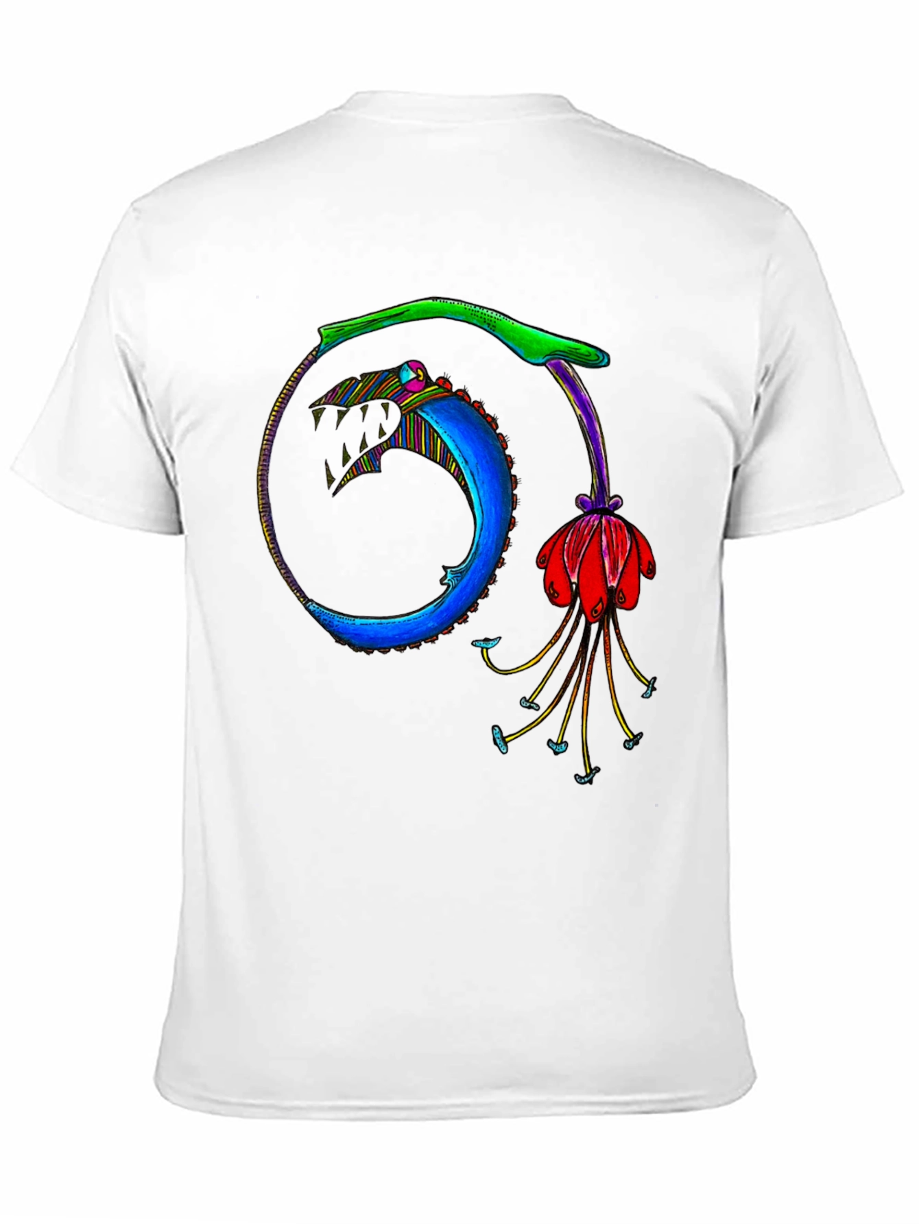 Ouroboros Flower Graphic Black T-Shirt