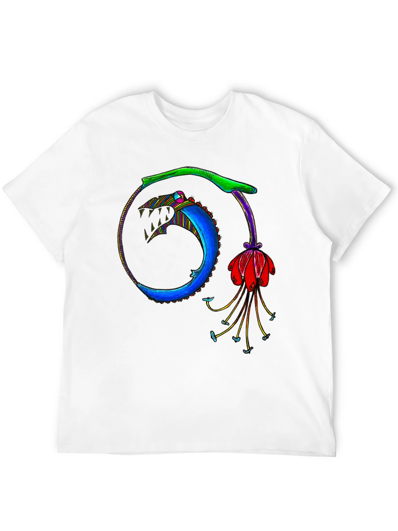 Ouroboros Flower Graphic Black T-Shirt