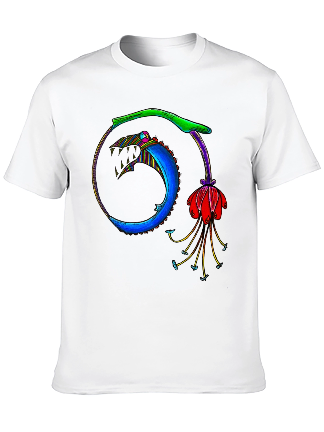 Ouroboros Flower Graphic Black T-Shirt