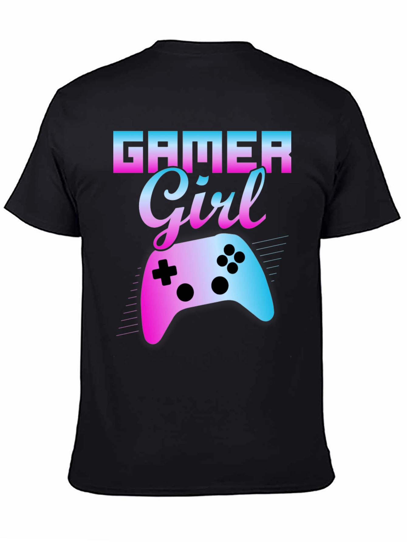 Gamer Girl Gradient Controller Graphic T-Shirt