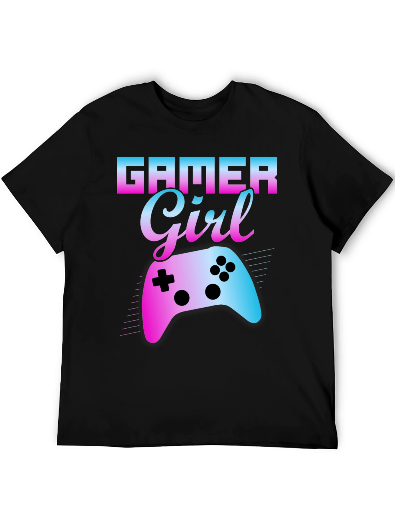 Gamer Girl Gradient Controller Graphic T-Shirt