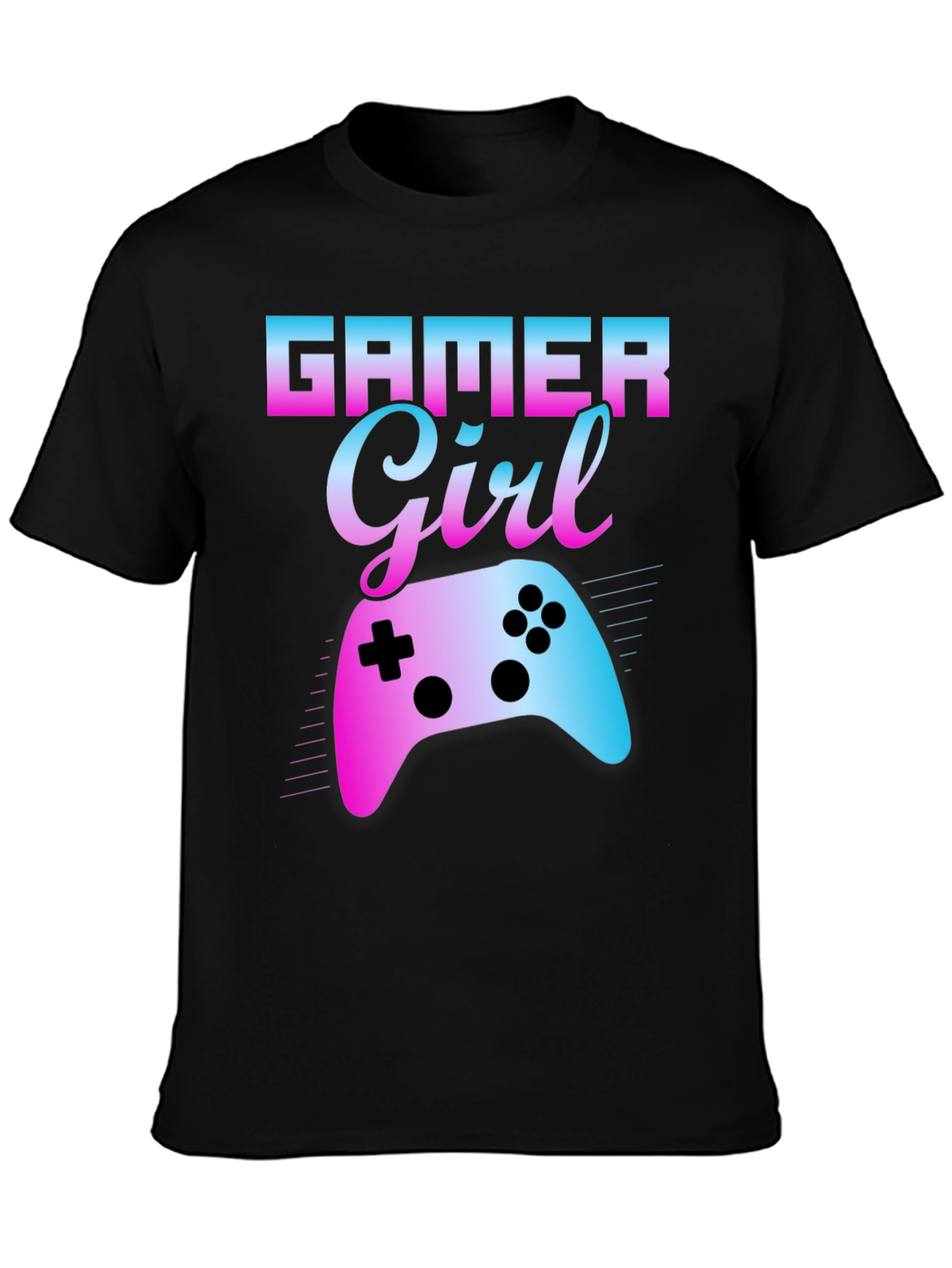 Gamer Girl Gradient Controller Graphic T-Shirt