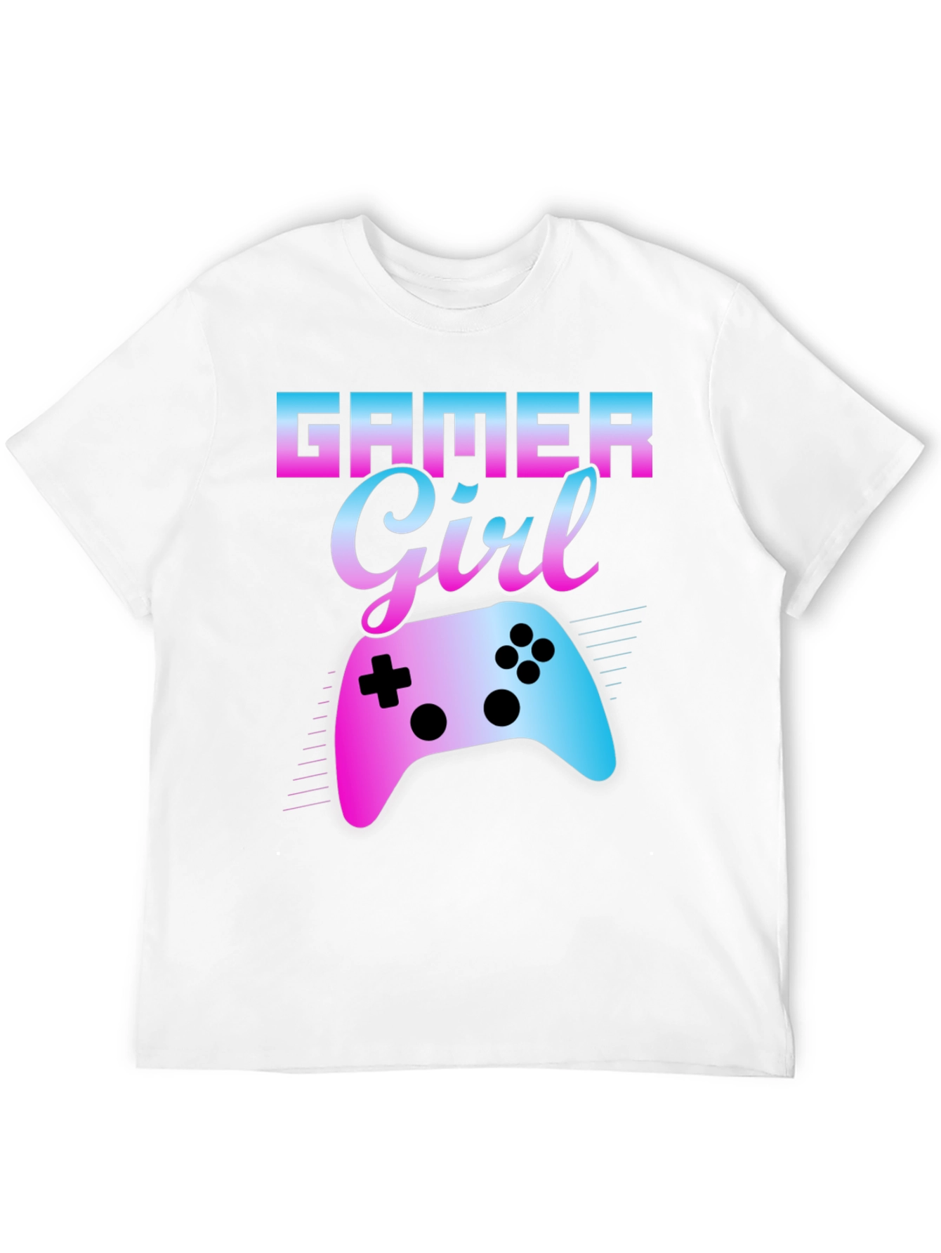 Gamer Girl Gradient Controller Graphic T-Shirt