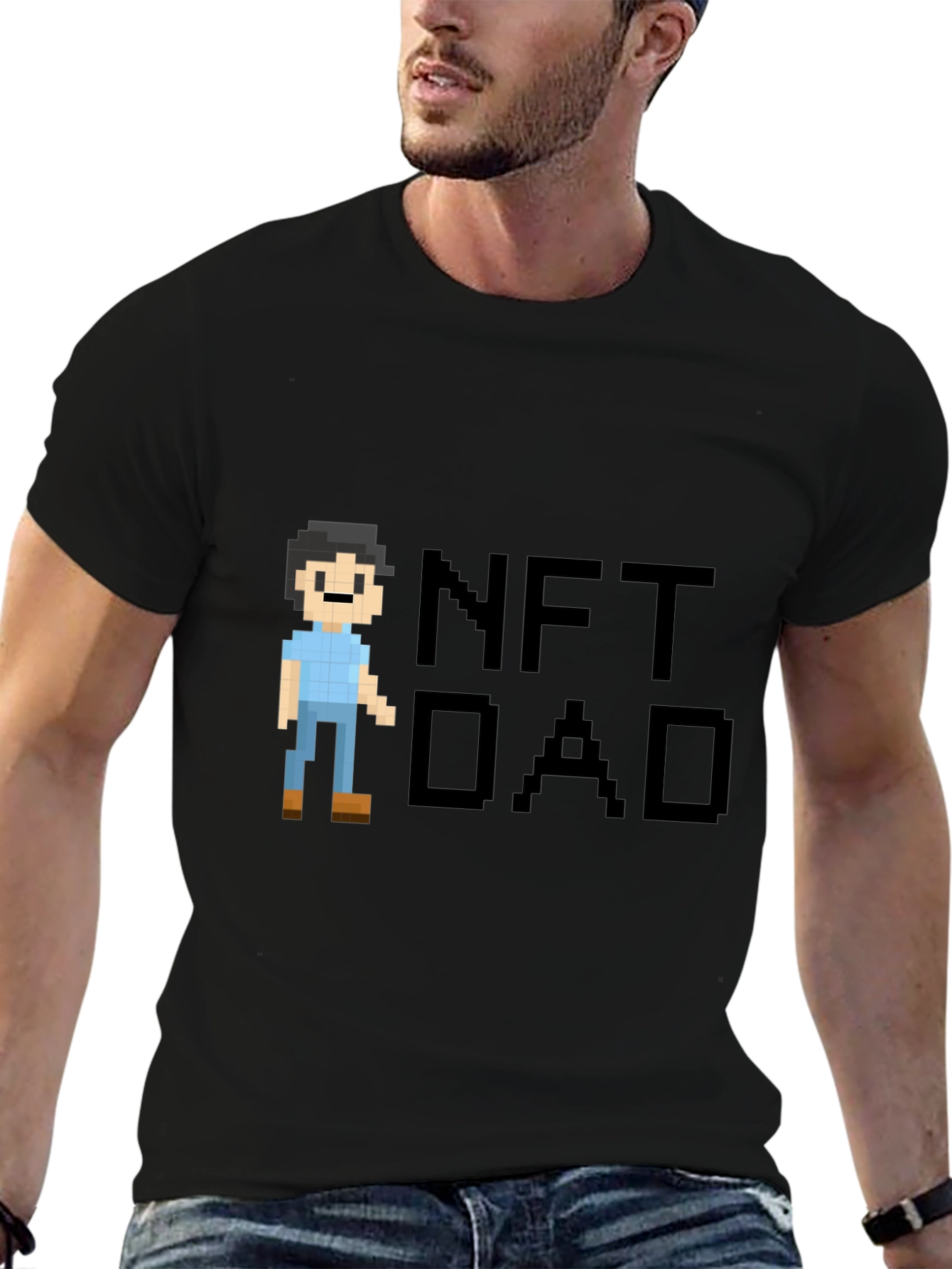 NFT Dad Pixel Art Black T-Shirt