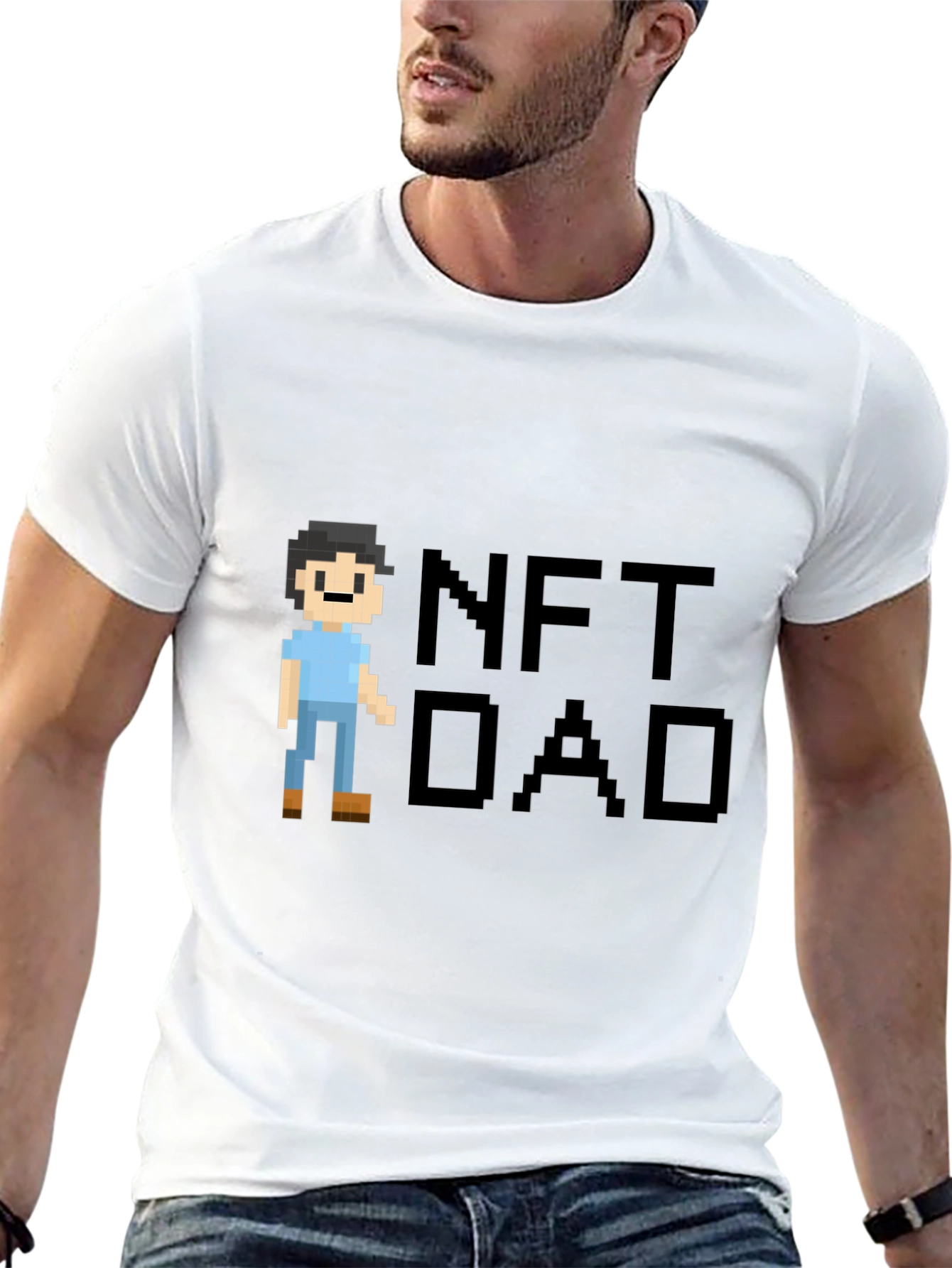 NFT Dad Pixel Art Black T-Shirt