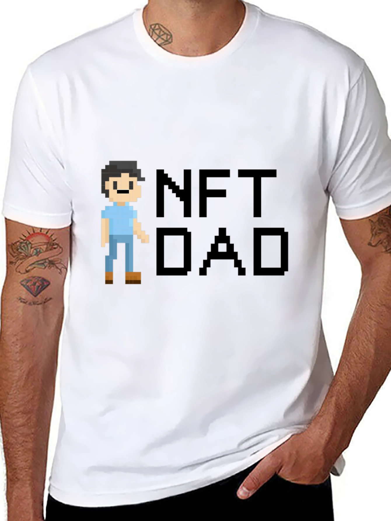 NFT Dad Pixel Art Black T-Shirt