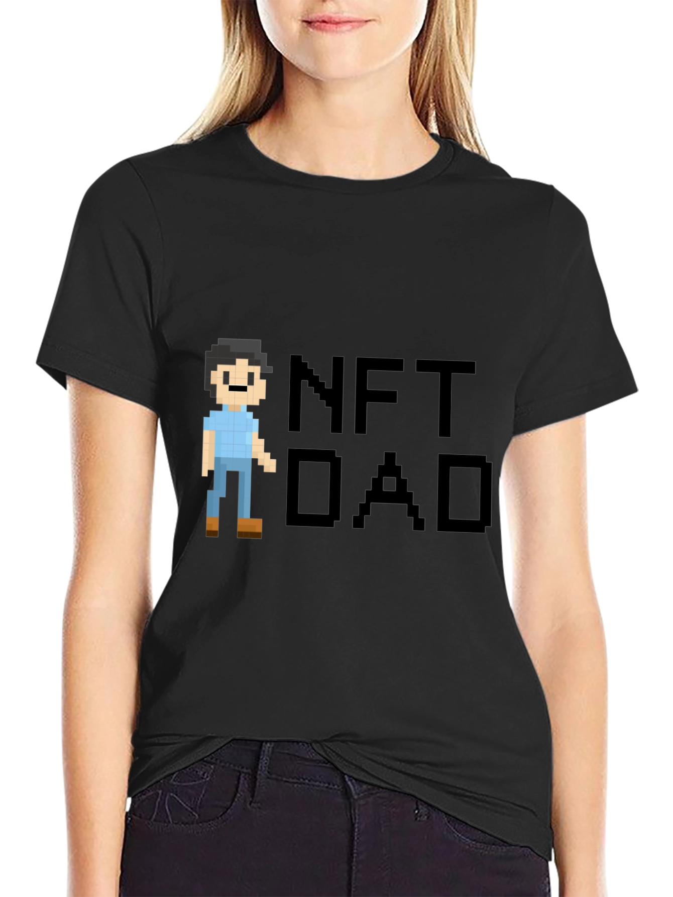 NFT Dad Pixel Art Black T-Shirt
