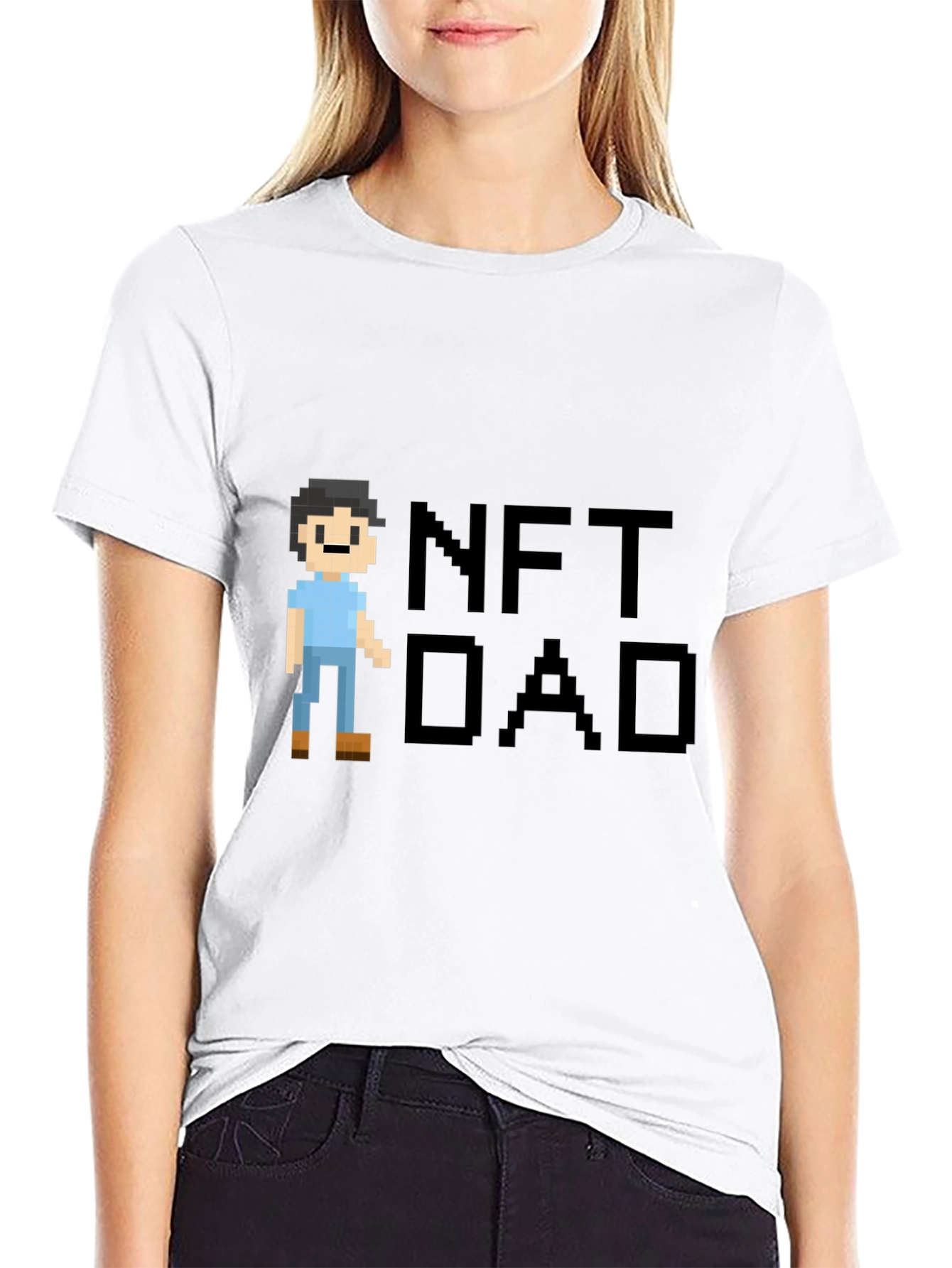 NFT Dad Pixel Art Black T-Shirt