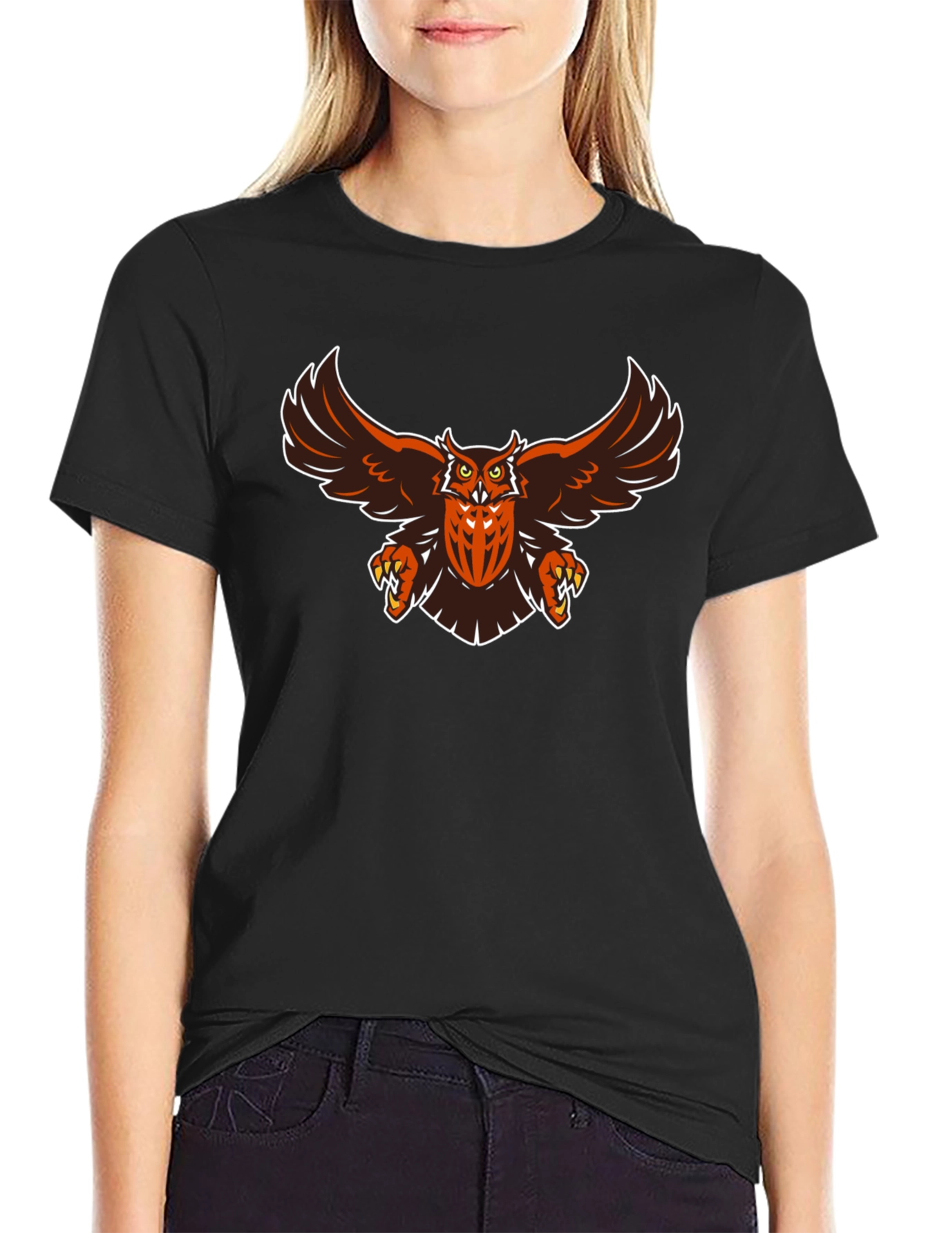 Mens Black Owl Graphic T-Shirt