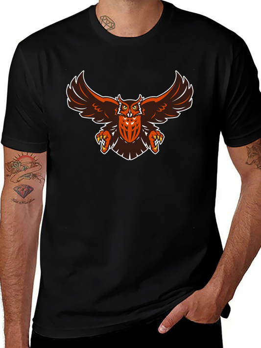 Mens Black Owl Graphic T-Shirt