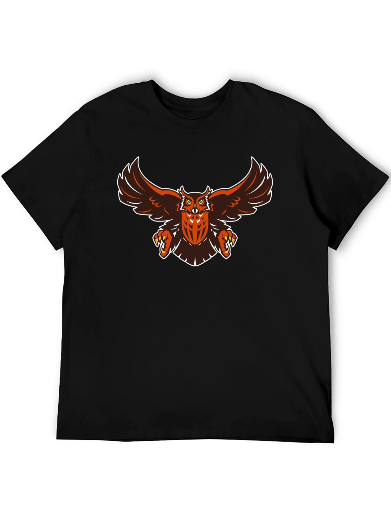 Mens Black Owl Graphic T-Shirt