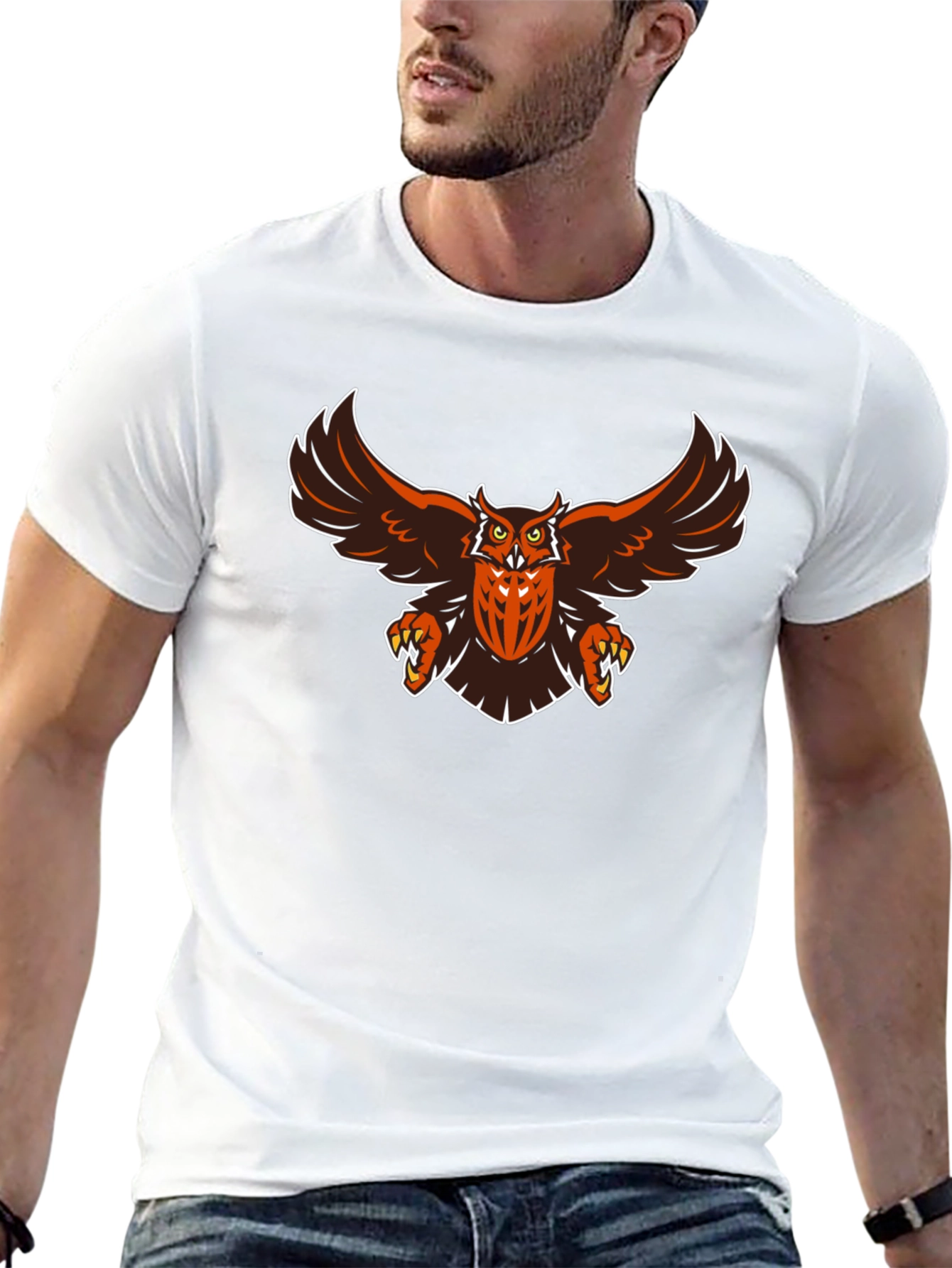 Mens Black Owl Graphic T-Shirt