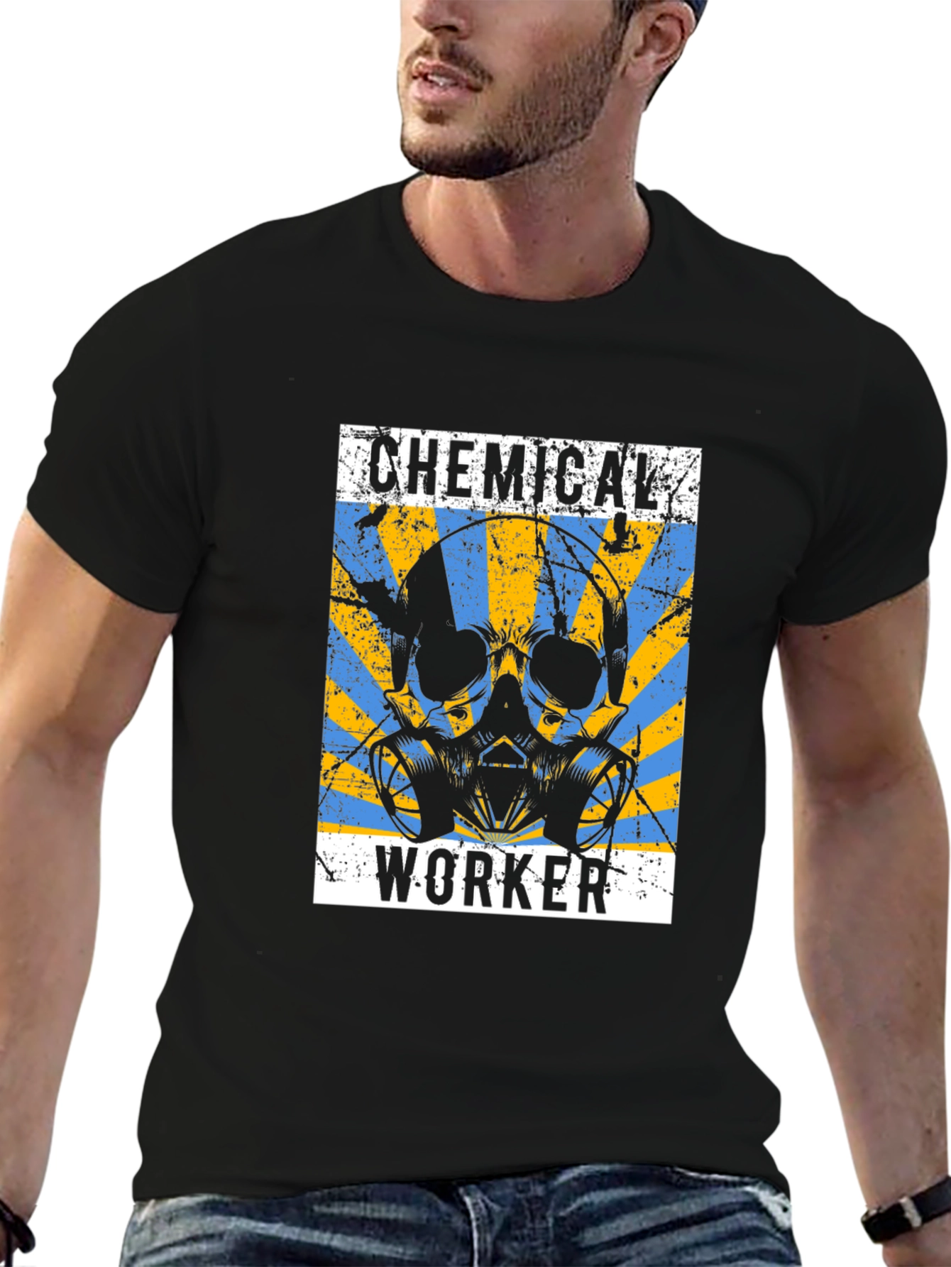 Chemical Worker Skull Graphic Tee - Safety First!