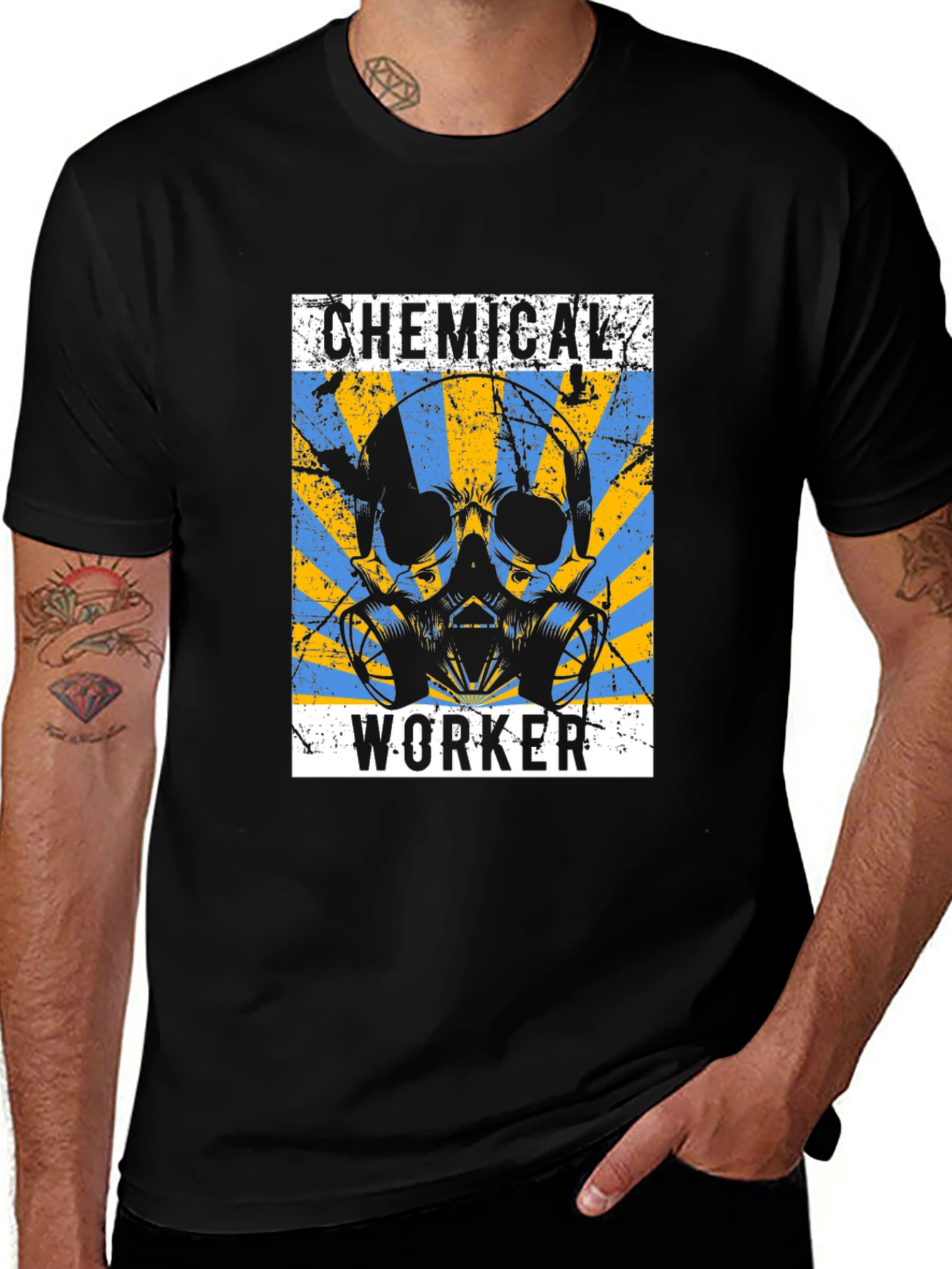 Chemical Worker Skull Graphic Tee - Safety First!