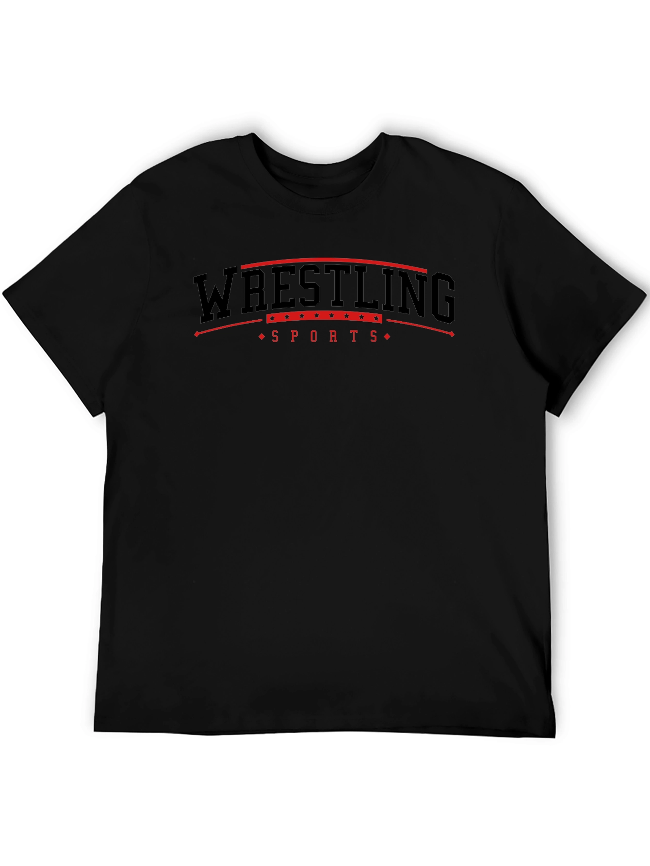 Wrestling Sports Graphic Print Black T-Shirt
