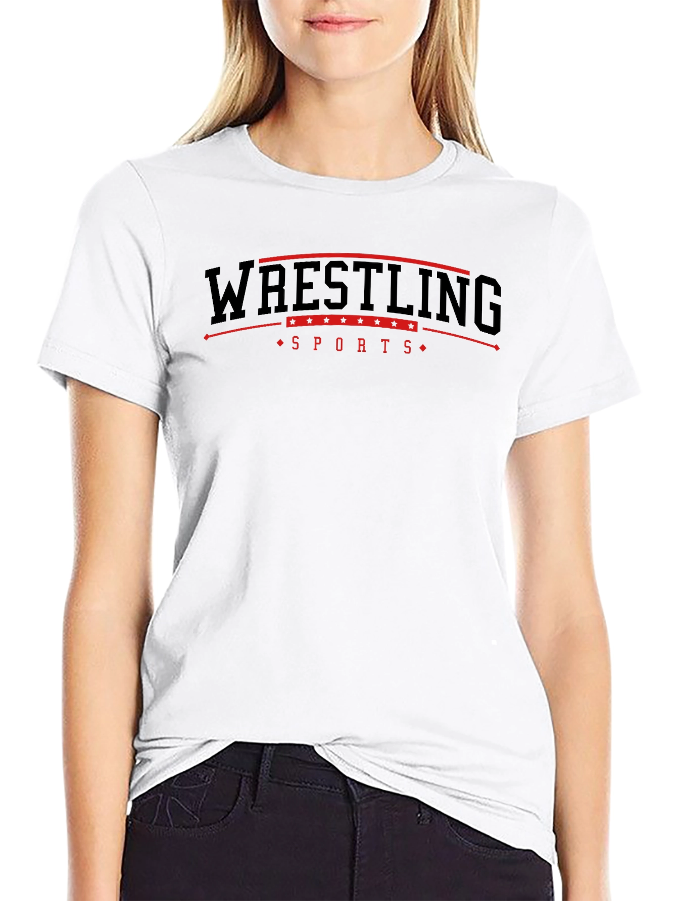 Wrestling Sports Graphic Print Black T-Shirt