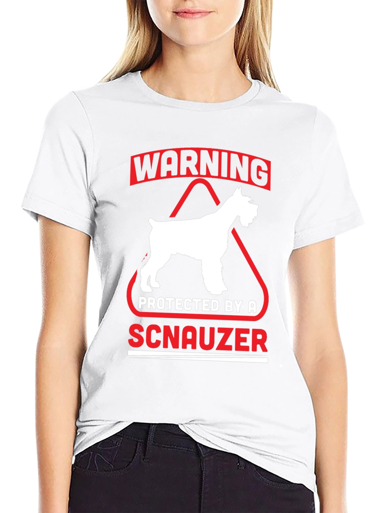 Warning Protected by a Schnauzer Black T-Shirt
